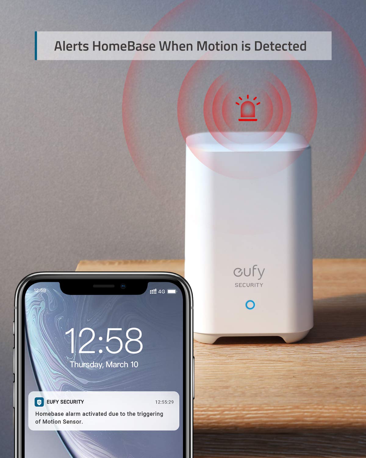 Eufy Security Motion Sensor, Home Alarm System, 100 Coverage, 30 Ft Detection Range, 2 Year Battery Life, Adjustable Sensitivity