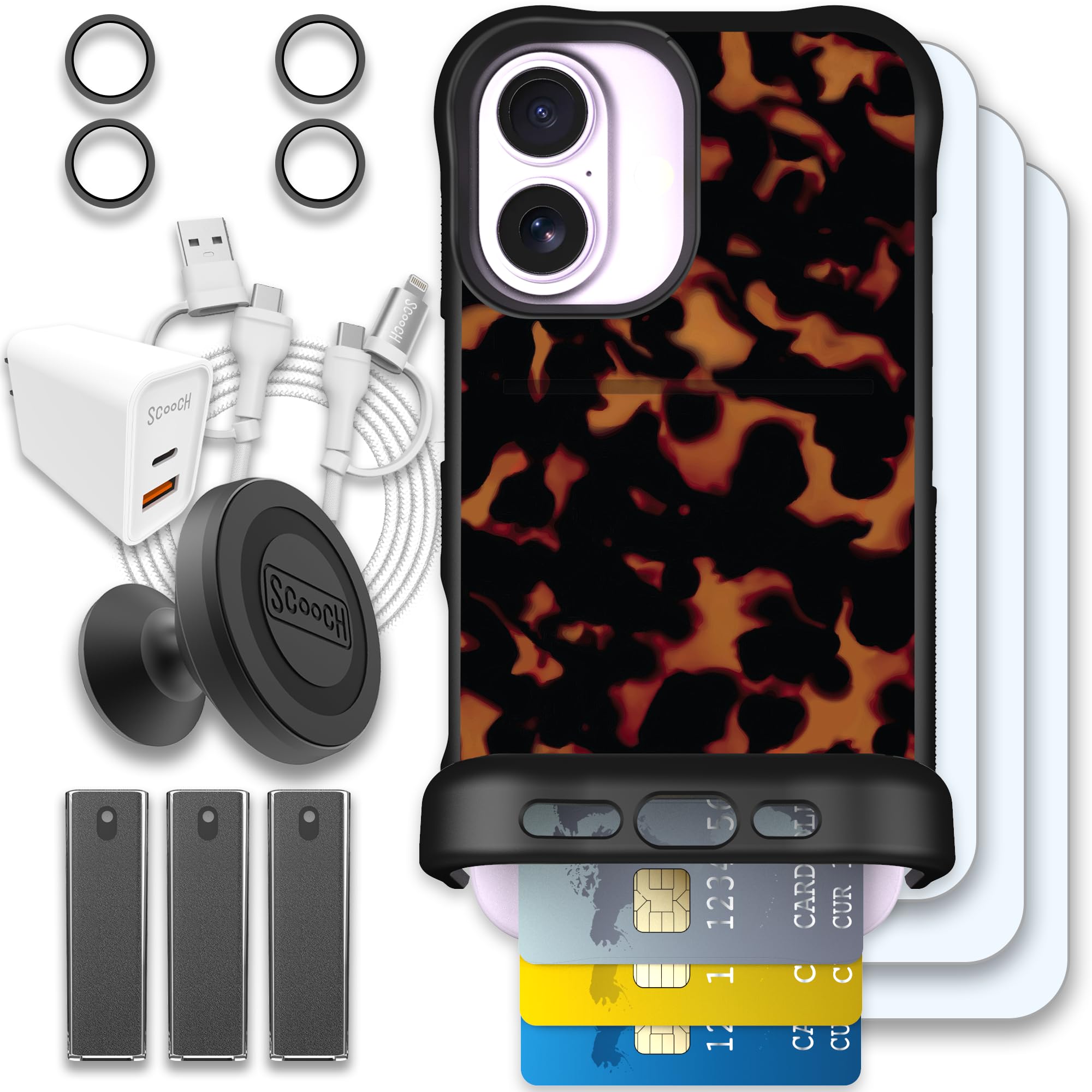 Scooch Wingmate for iPhone 17 [Ultimate Bundle] with 3 Tempered Glass Screen Protectors, 2 Camera Lens Protectors, Wingmount, 3 