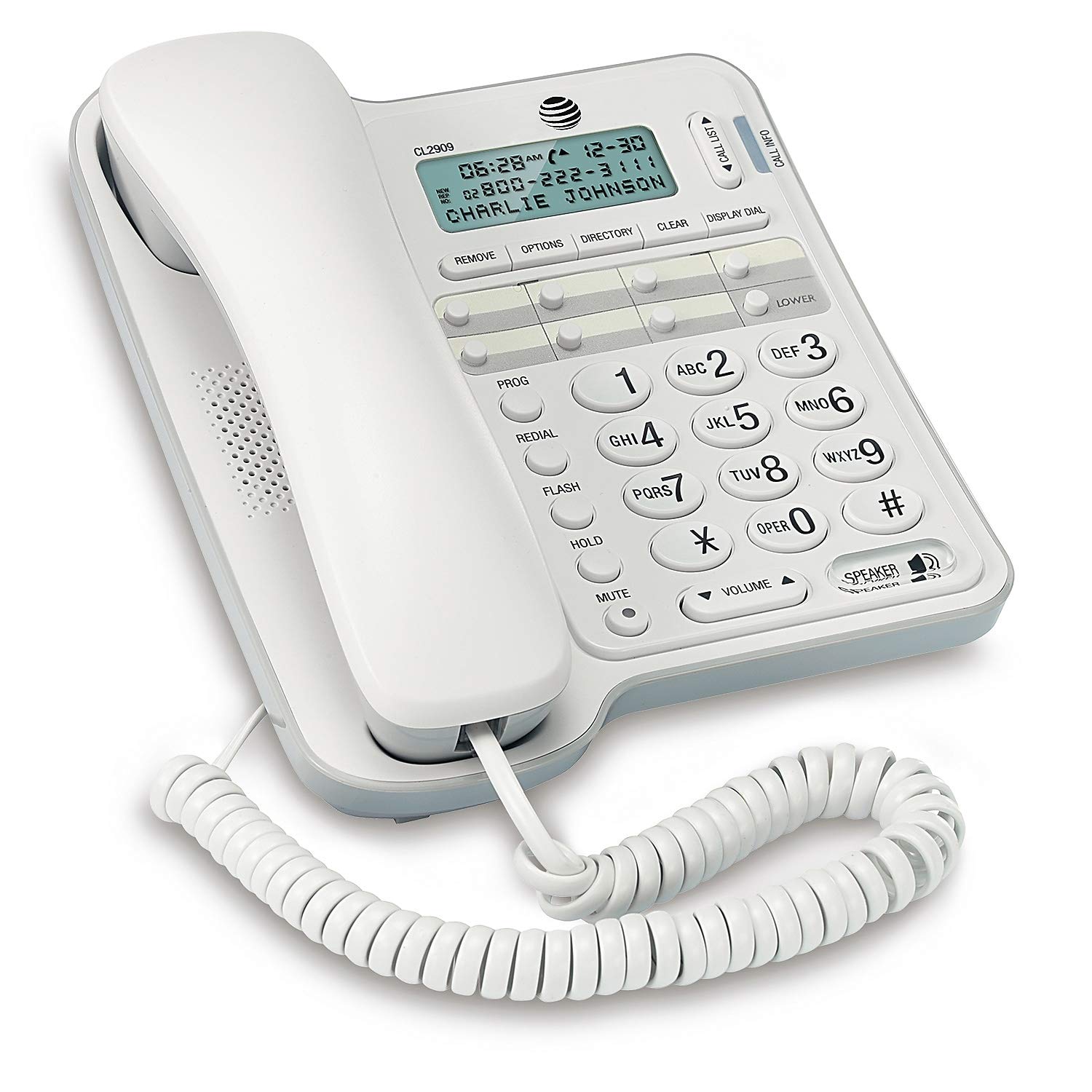 At&T Cl2909 Corded Speakerphone With Caller Id/Call Waiting, White