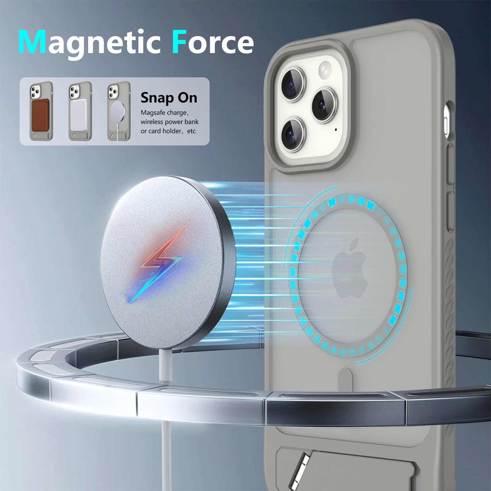 For Iphone 12 Pro Max Case: [Fit For Magsafe] Strong Magnetic & Invisible Stand, Military-Grade Protection With Screen Protector