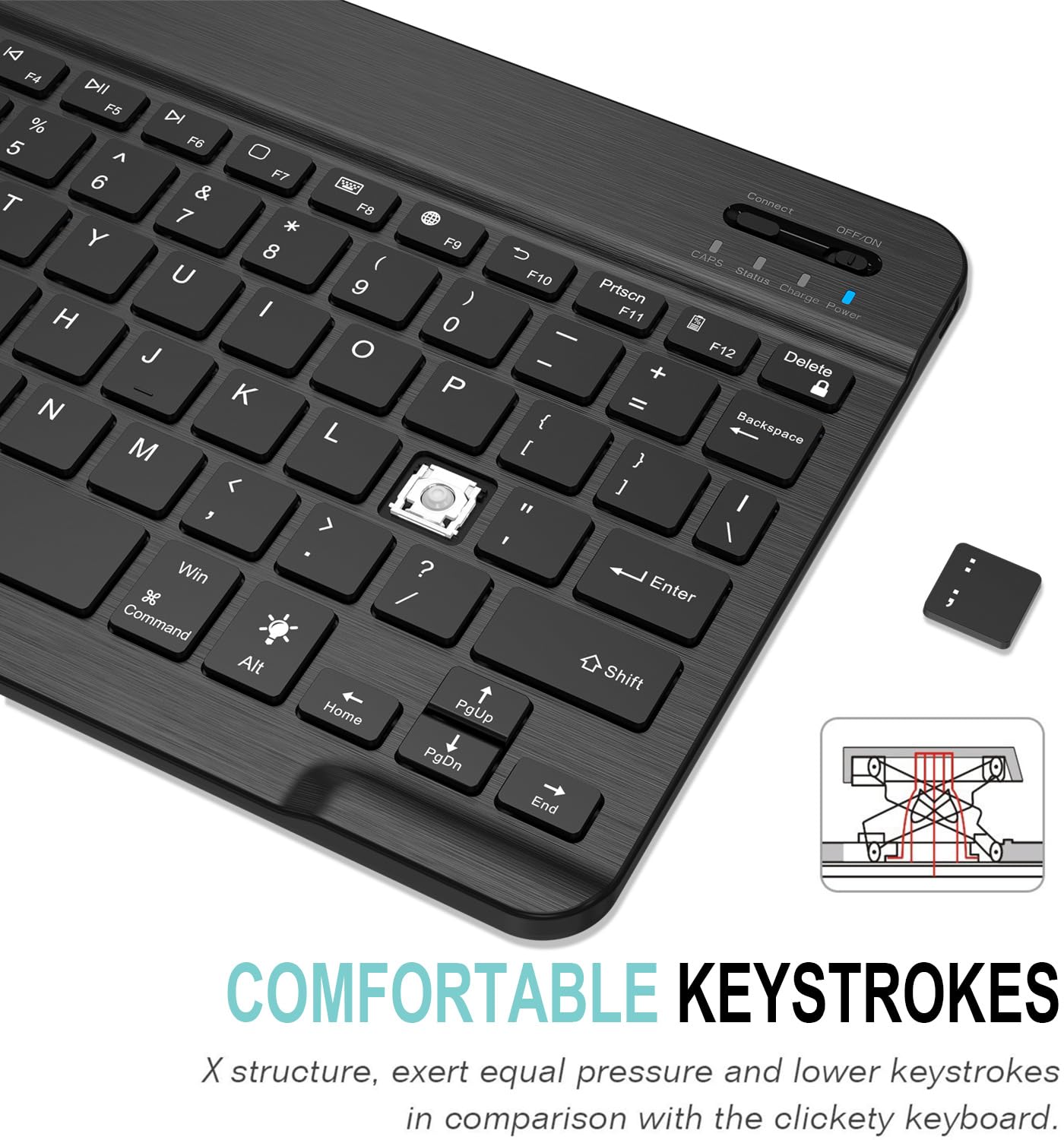 Arteck Universal Backlit Bluetooth Keyboard HB030B - Slim, Lightweight, 7-Color, Rechargeable, Black for iOS, Android, Windows Tablets