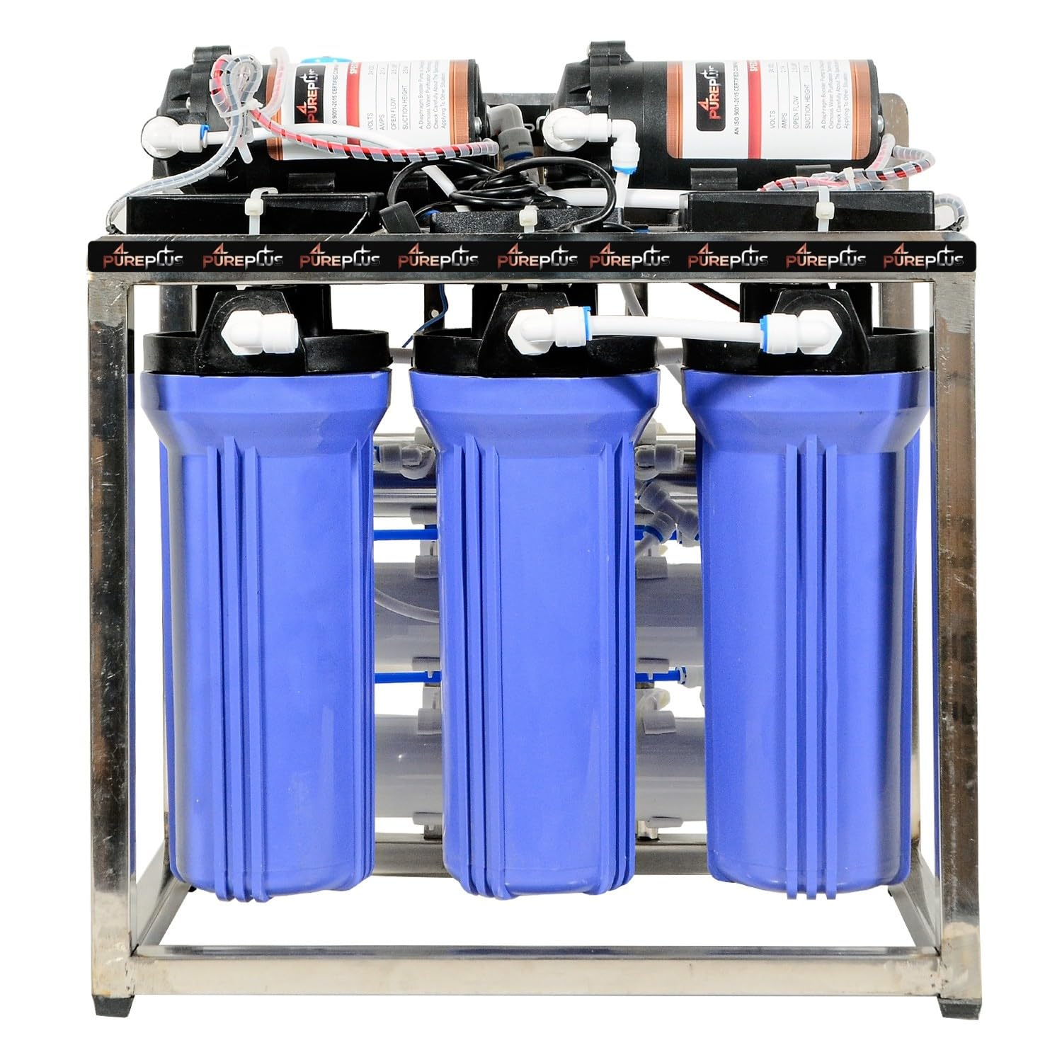 Pureplus 25 Lph Commercial Ro + Uv Water Purifier Plant 25 Liter Per Hour With Double Purification Blue Stainless Steel Full Aut