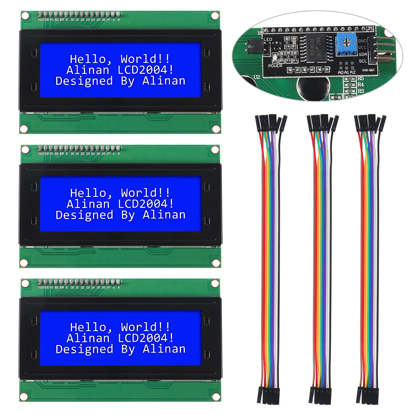 Alinan 3Pcs Iic I2C Twi Serial Lcd 2004 20X4 Display Blue Screen With Iic I2C Module Interface Adapter
