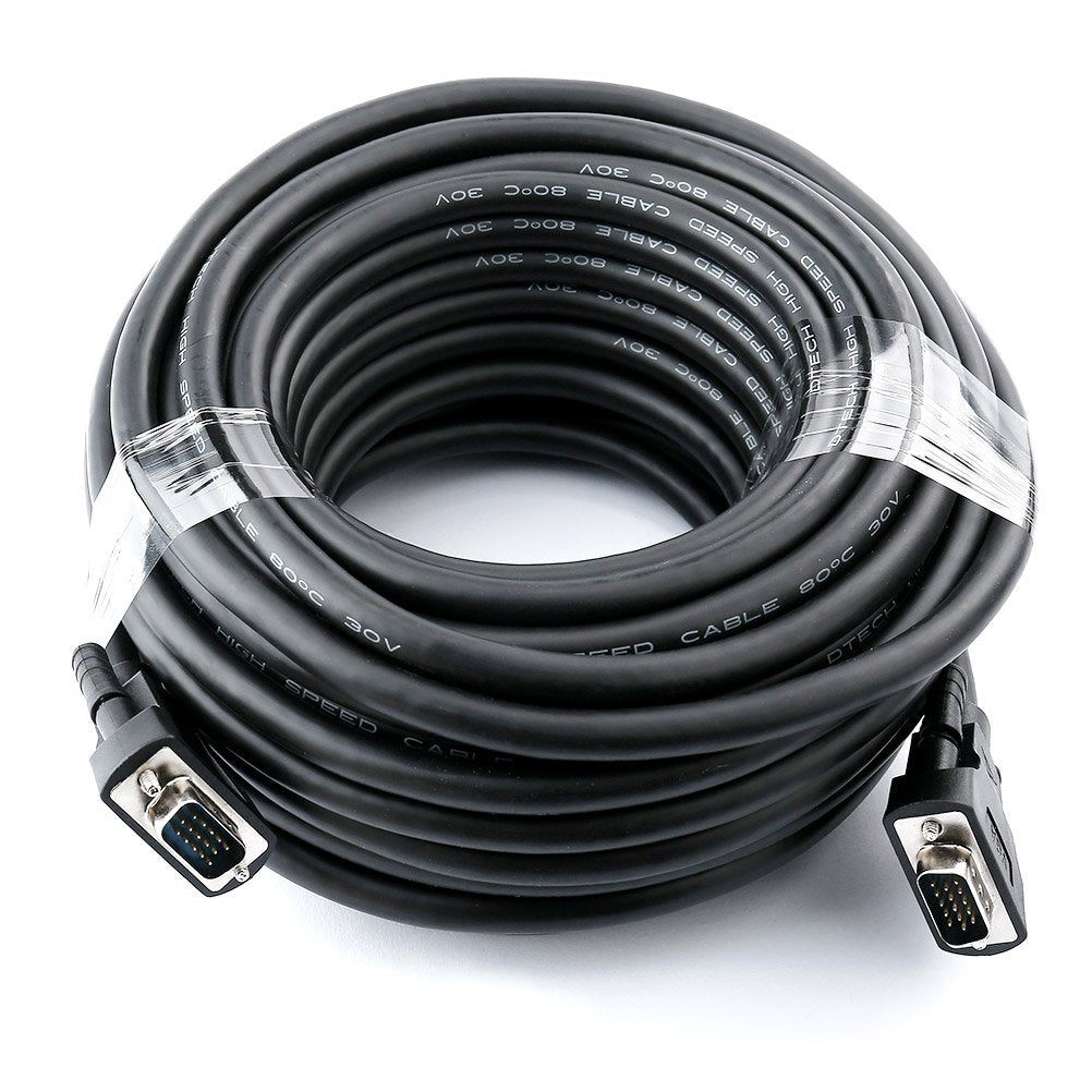 Dtech 75Ft Vga Cable Male To Male With Ferrites Screws 1080P High Resolution For Computer Monitor Projector