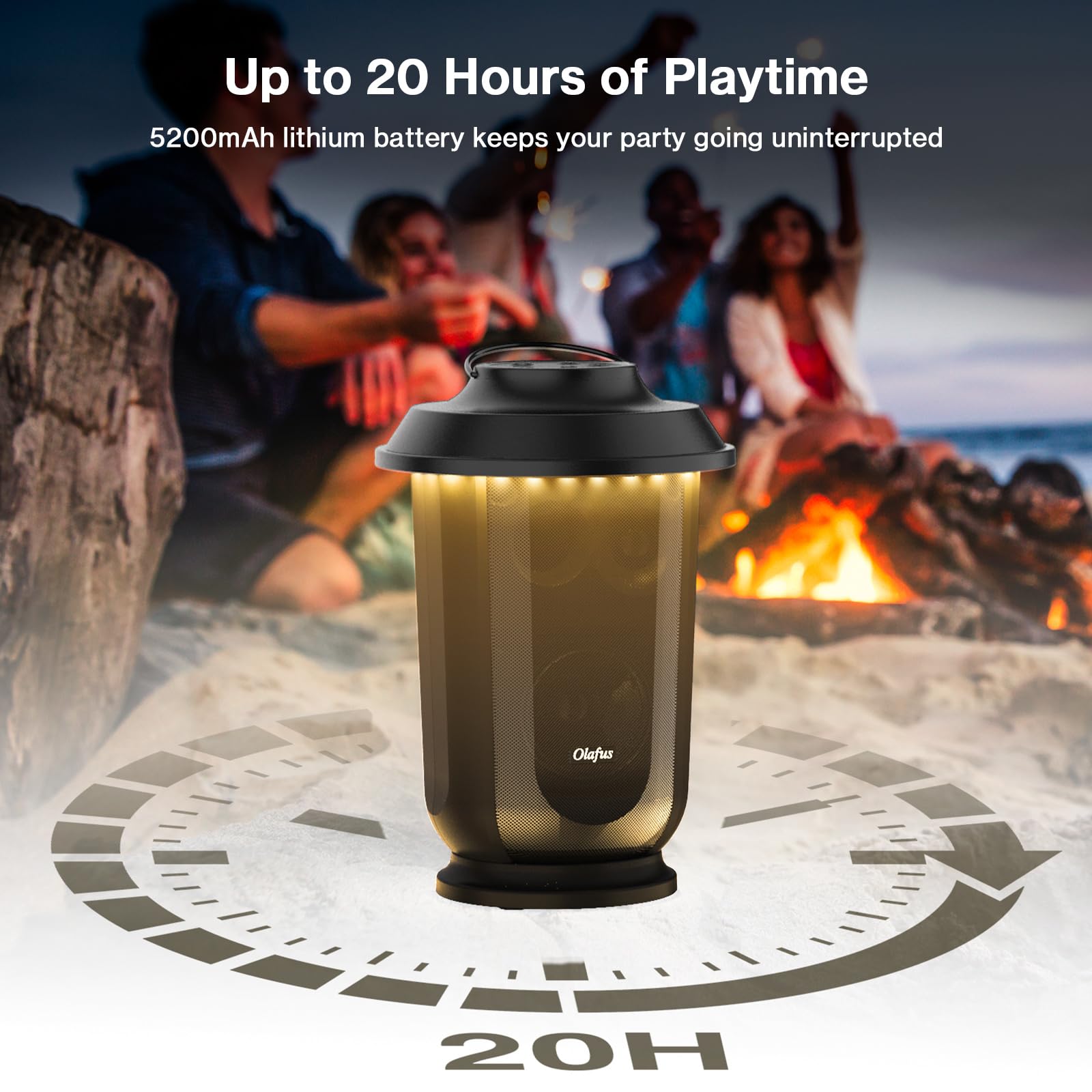 Olafus Outdoor Bluetooth Speakers 2 Packs, 40W True Wireless Stereo Patio Speaker Dual Pairing Lantern Speaker, 20 Warm White Led, Rich Bass For Garden Yard Camping