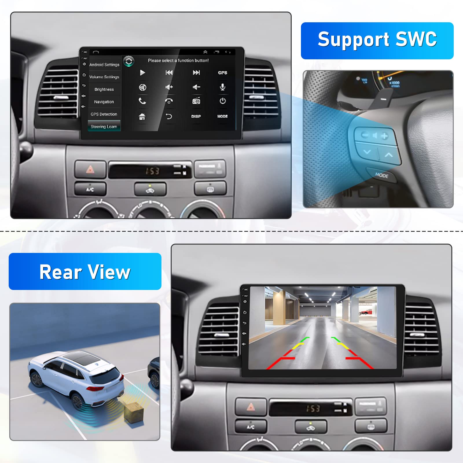 Roinvou 2+64G Android 13 Carplay Stereo For 2005 2012 Toyota Corolla Ex, Wireless Carplay Radio With Android Auto, 9'' Touch Scr