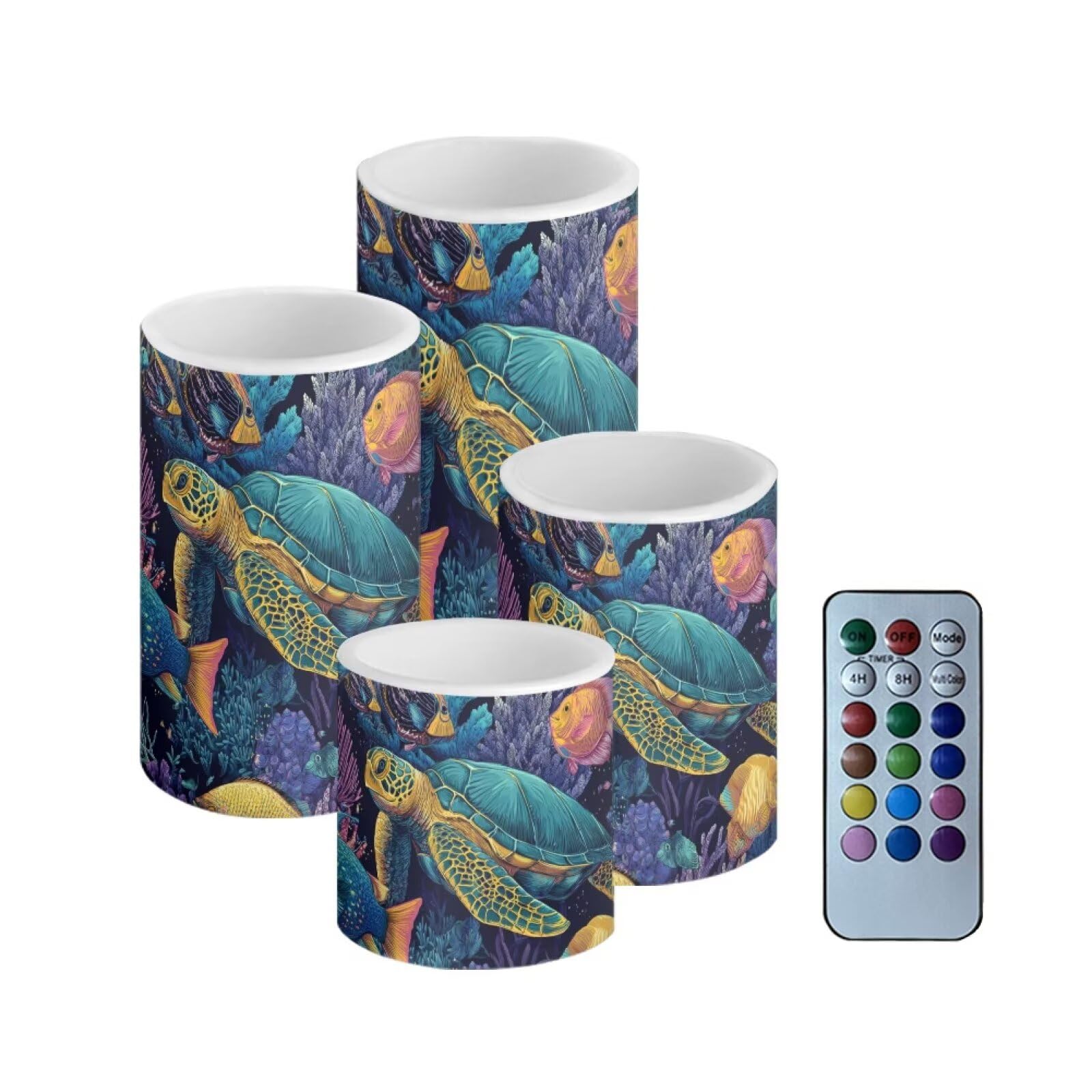 Netilgen Undersea Turtle Flickering Flameless Candles Battery Powered Led Candles With Remote Timer Color Changing Control For H