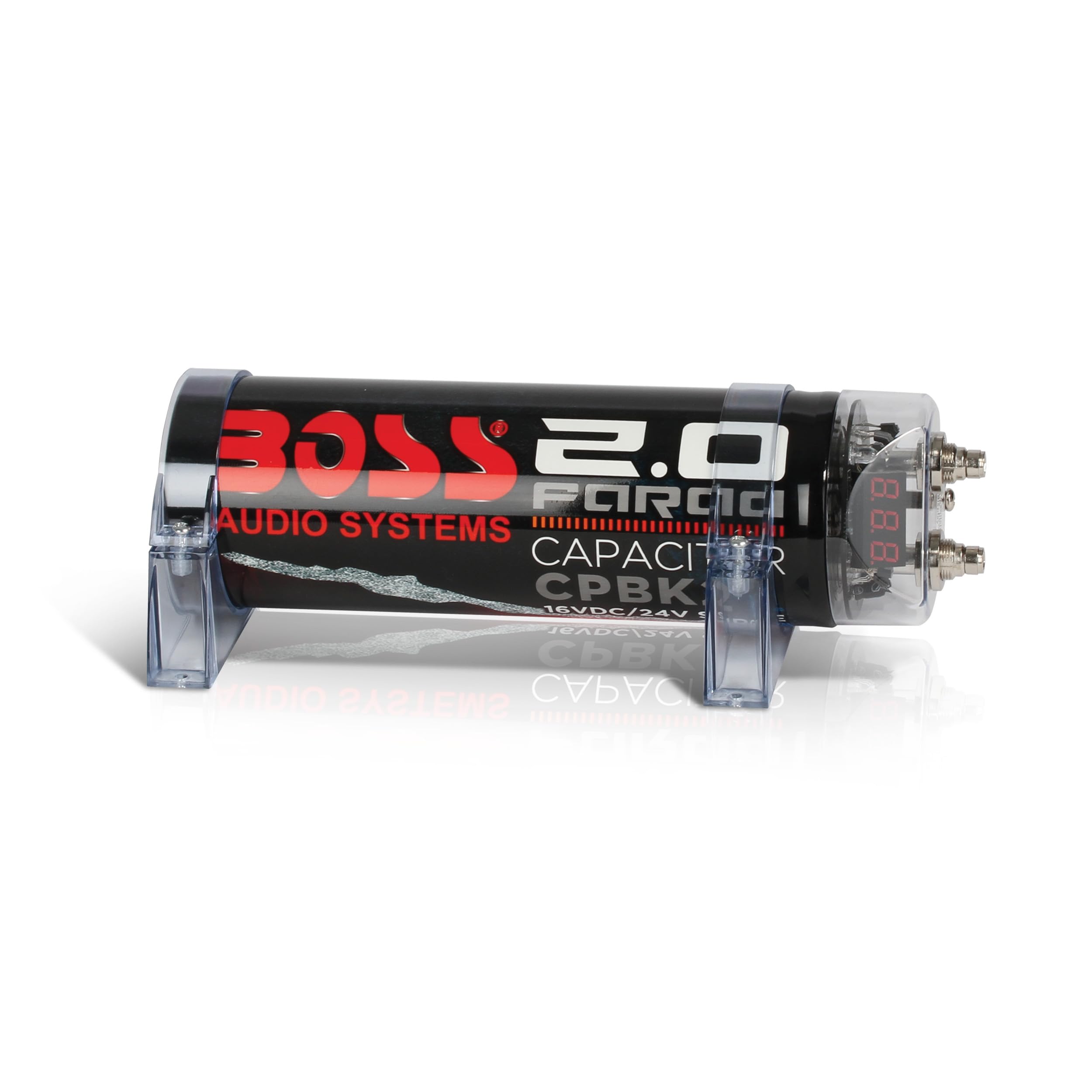 Boss Audio Systems Cpbk2 Car Capacitor   2 Farad, Energy Storage, Enhance Bass From Stereo, 3 Digit Voltage Display, Charging St
