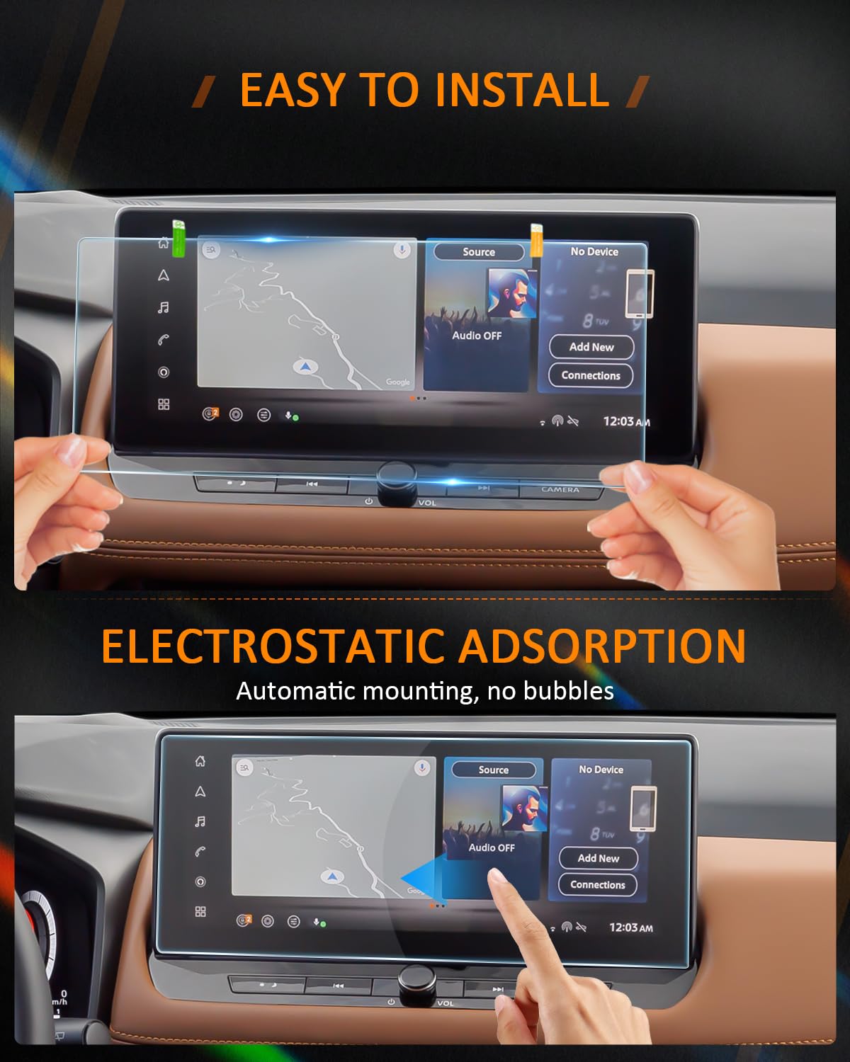 (2Pcs) Anti Glare Screen Protector For 2024 2025 Nissan Rogue, For 2023 2024 2025 Nissan Altima Accessories 12.3' Ultra Clear Anti Glare Screen Cover For Rogue/Altima