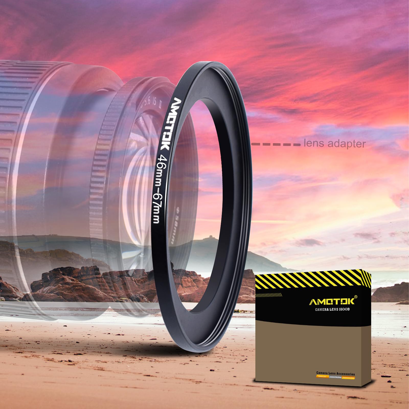 46Mm Lens To 67Mm Camera Lens Adapter,46Mm To 67Mm Filter Step Up Adapter Ring,Compatible All 67Mm Filter Accessory