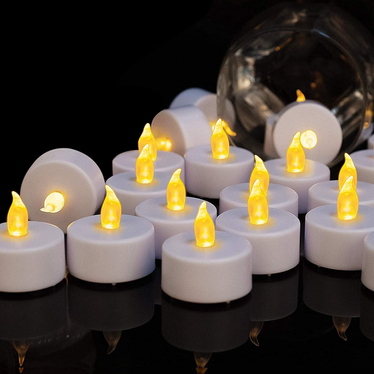 Battery Operated Tea Lights Candles: 100 Pack Realistic And Bright Flickering Holiday Gift Flameless Candles Led Electric Tea Ca