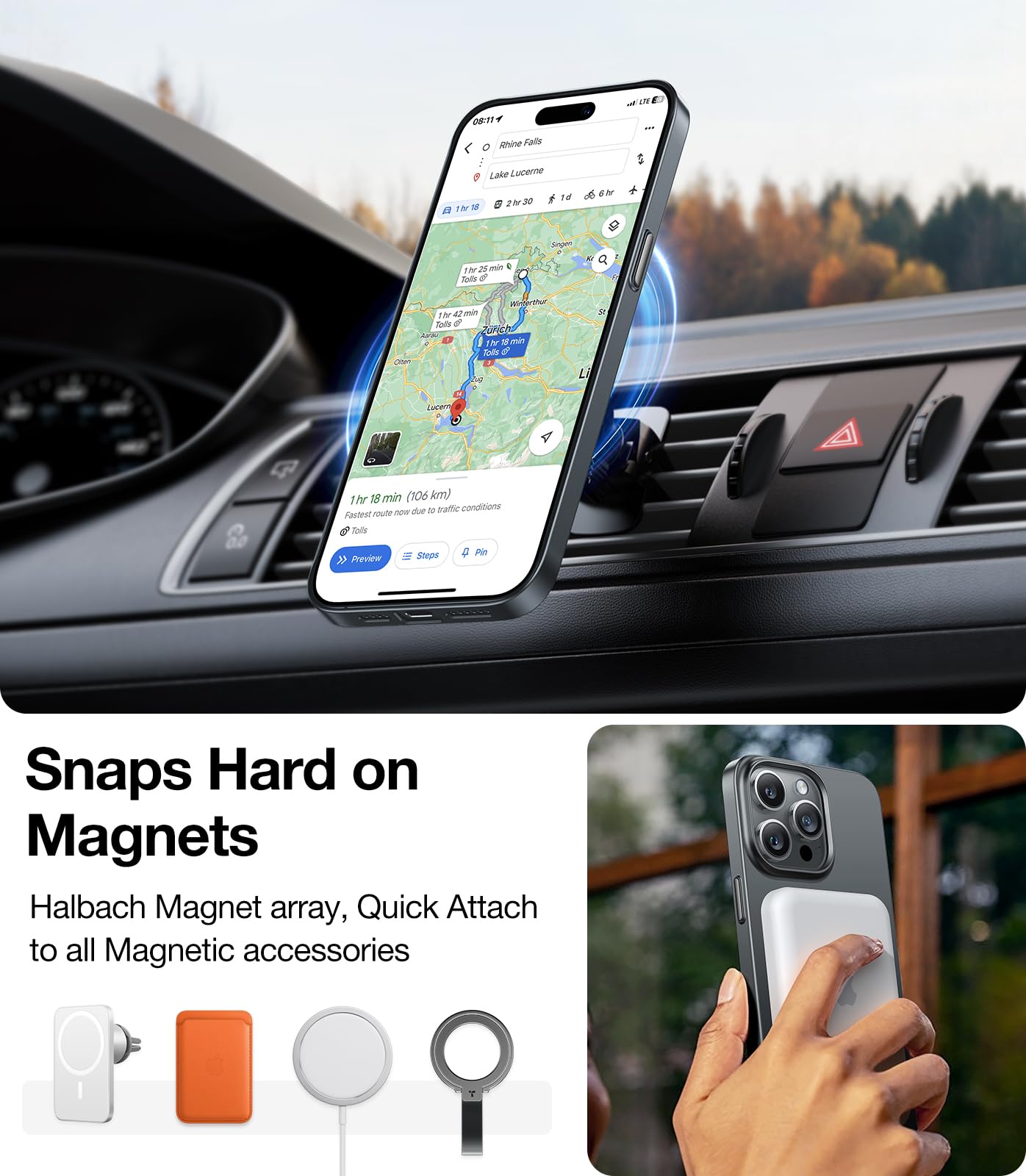 Torras Magnetic Slim Fit For Iphone 15 Pro Max Case, Ultra Thin 15 Promax Phone Case Compatible With Magsafe, Lightweight Anti S