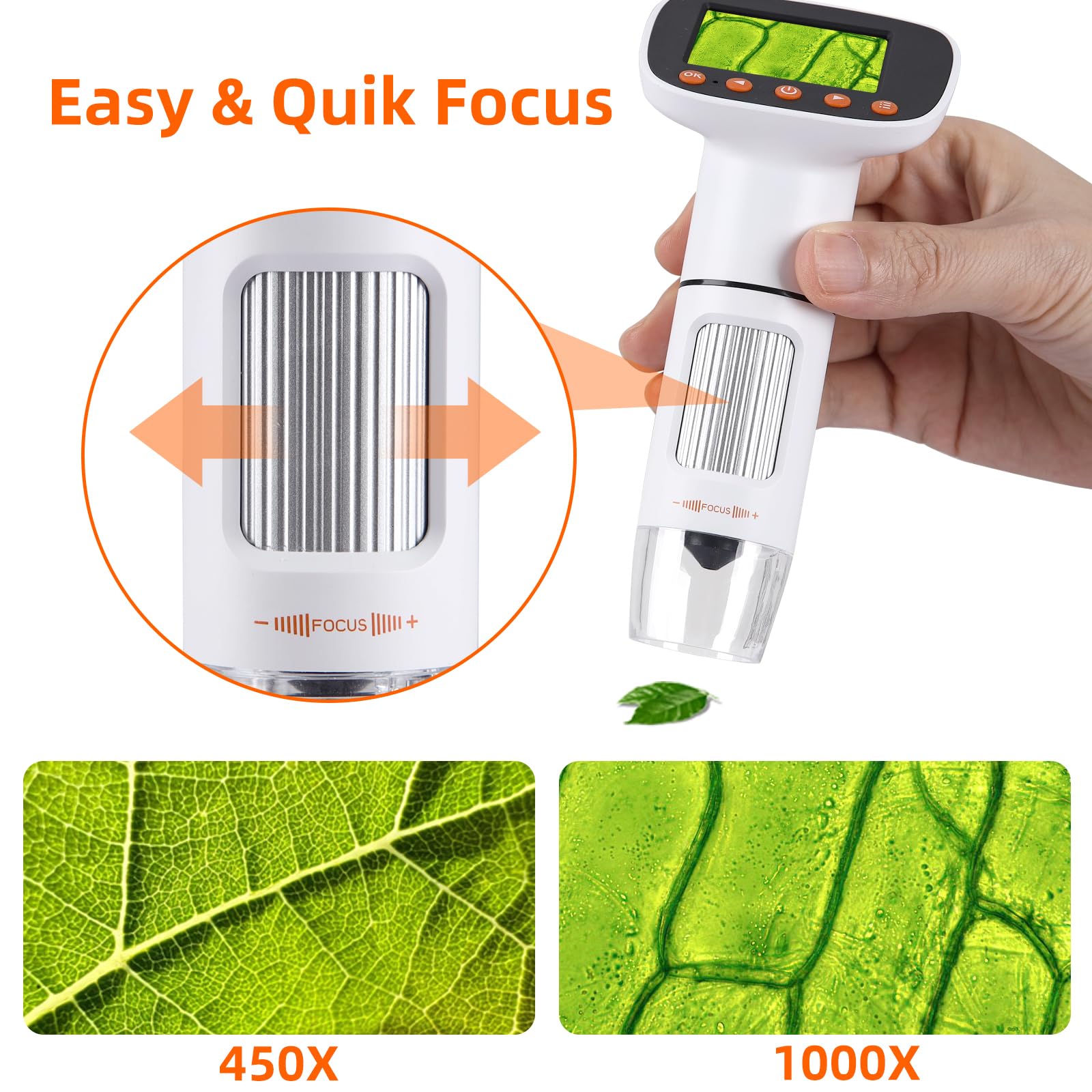 Koolertron 2 Inch Handheld Digital Microscope With Lcd Screen, Pocket Microscope With 32G Card For Kids And Adults,50X 1000X Mag