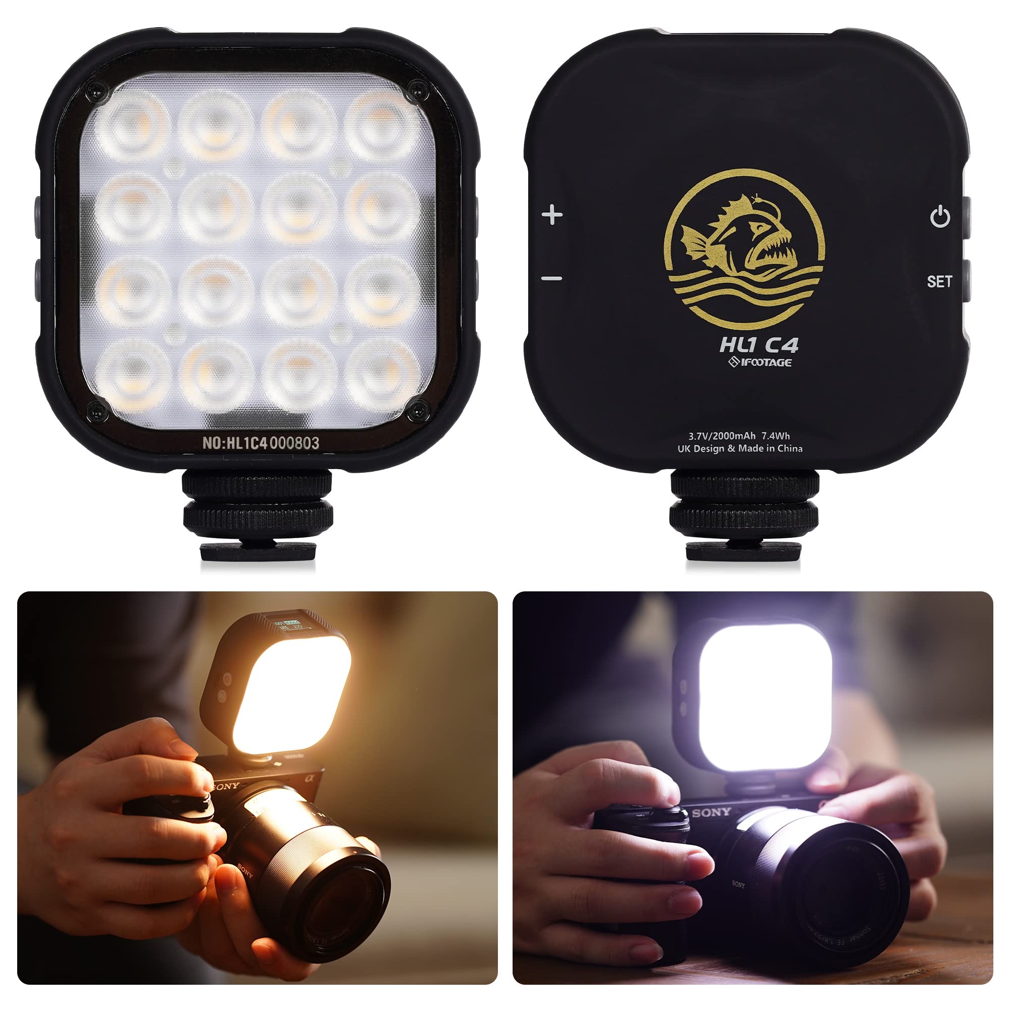 Ifootage Hl1 C4 Led Video Light, Handy Rgbw On Camera Light, Bluetooth App Control Magnetic Attraction Video Camera Light, Cri 9