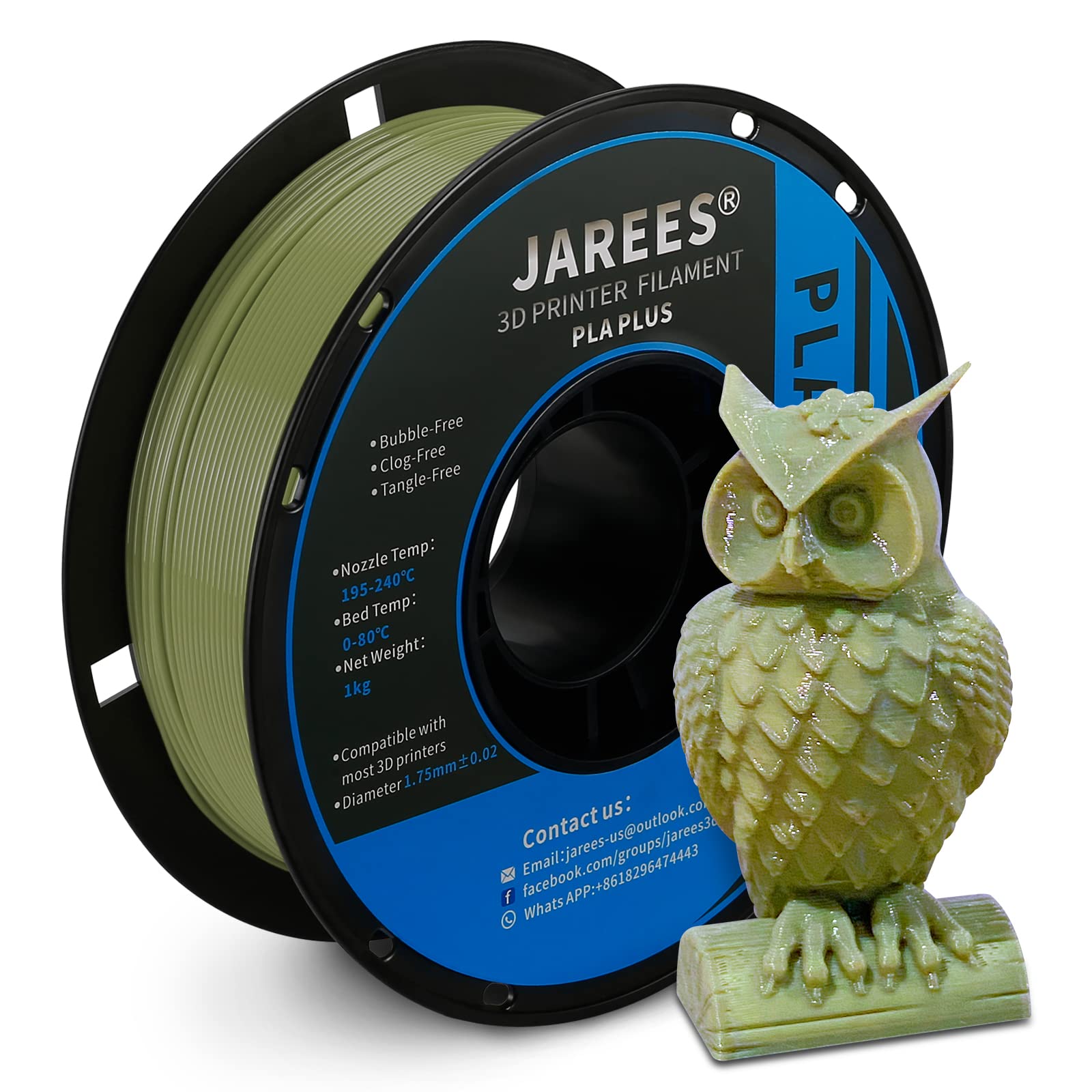 Jarees Pla Plus/Pro Filament 1.75Mm,High Speed Pla+ Roll 1Kg Spool (2.2Lbs),Olive Green Pla 3D Printer Filament Fit Most Fdm Pri