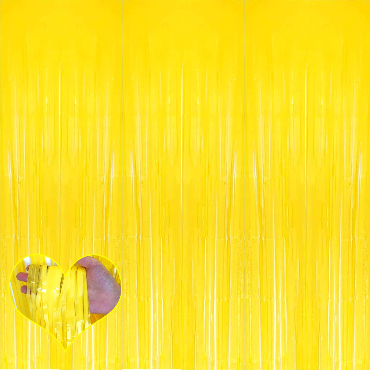 4 Pack Yellow Fringe Curtain Backdrop, 3.2Ft X 8.2Ft Metallic Tinsel Foil Fringe Streamers Curtains Background For Photo Booth B