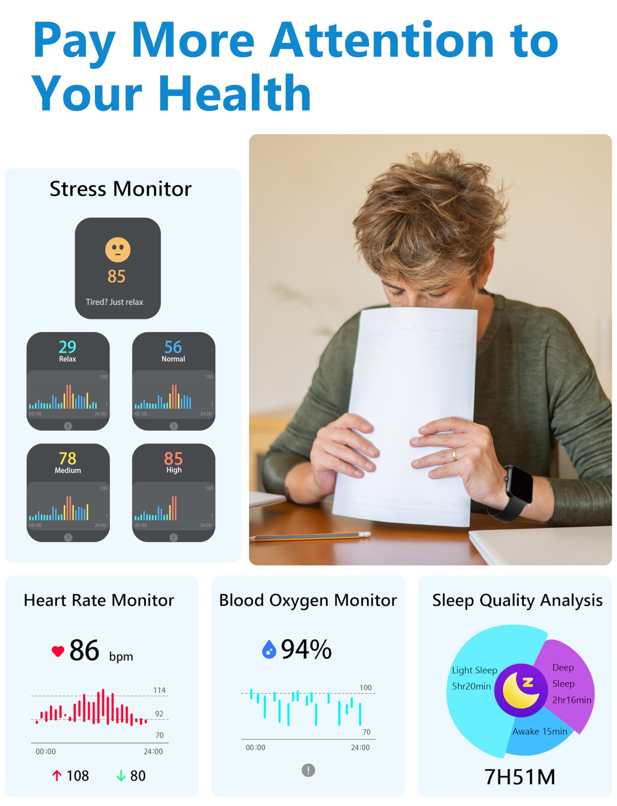 Smart Watch, 44Mm Smartwatch Answer Make Calls, Alexa 1.83'' Fitness Watch, Ip68 Waterproof Fitness Tracker Women Men, Heart Rat