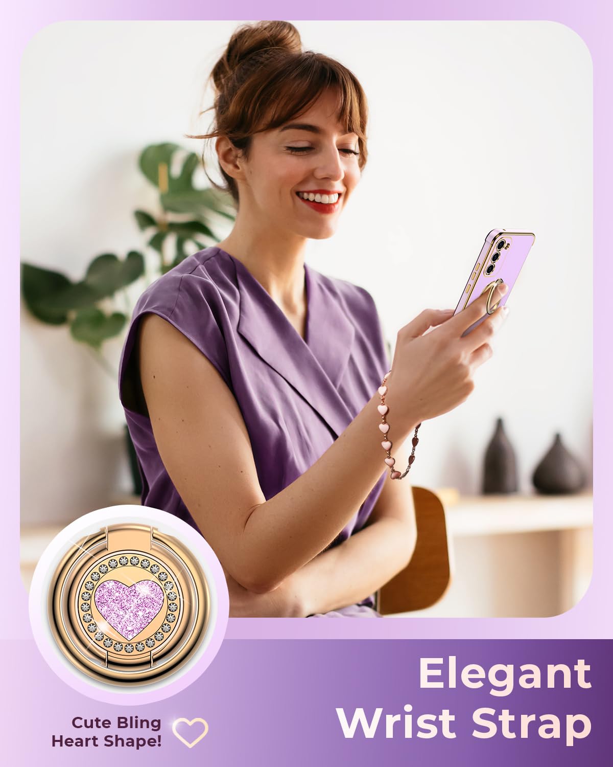 Xyz For Galaxy S24 Ultra Case With Stand, For Samsung Galaxy S24 Ultra Case With Double Ring, Women Girls Bling Luxury Phone Cas