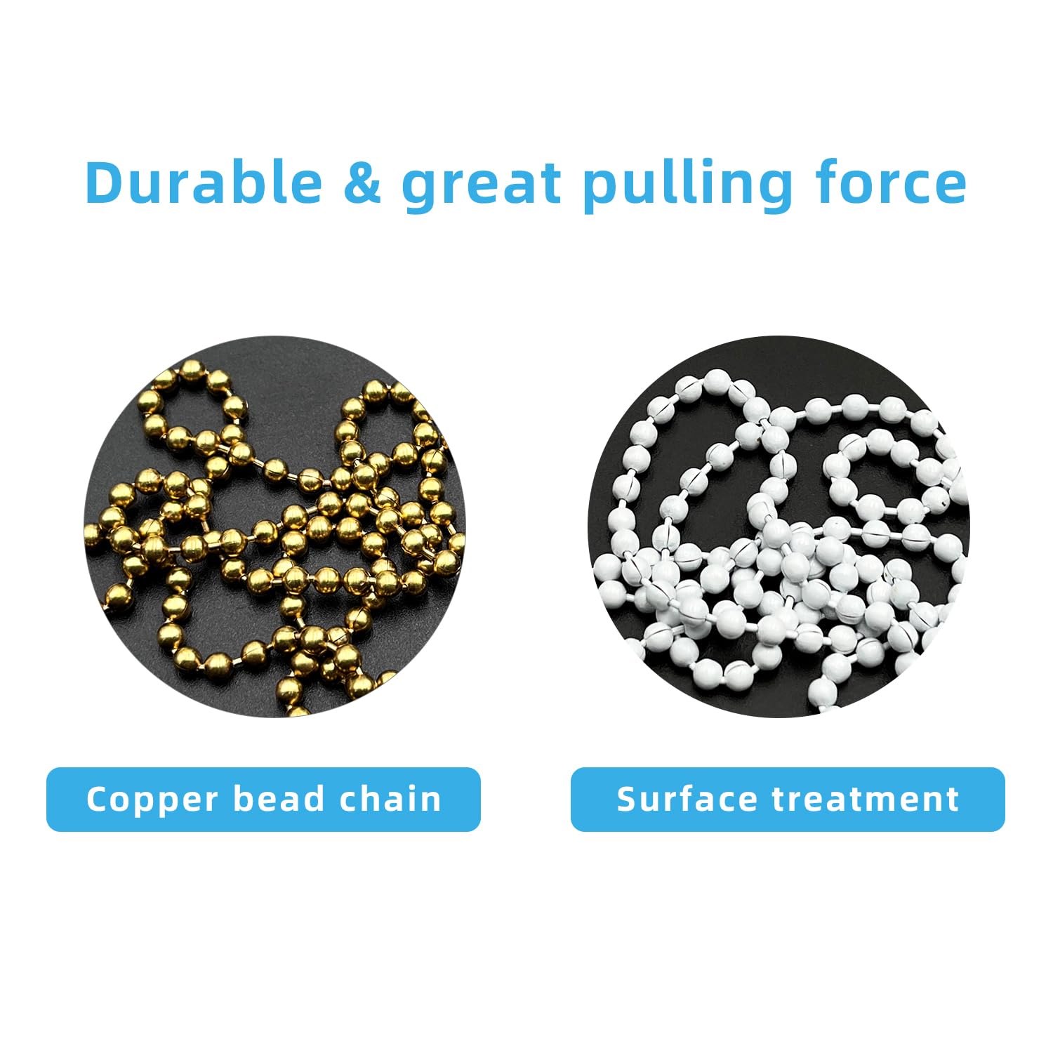 Ceiling Fan Pull Chain Extender, 12Feet 3Mm Diameter Beaded Ball Fan Light Extension Pull Chain With 10 Matching Connectors(Whit