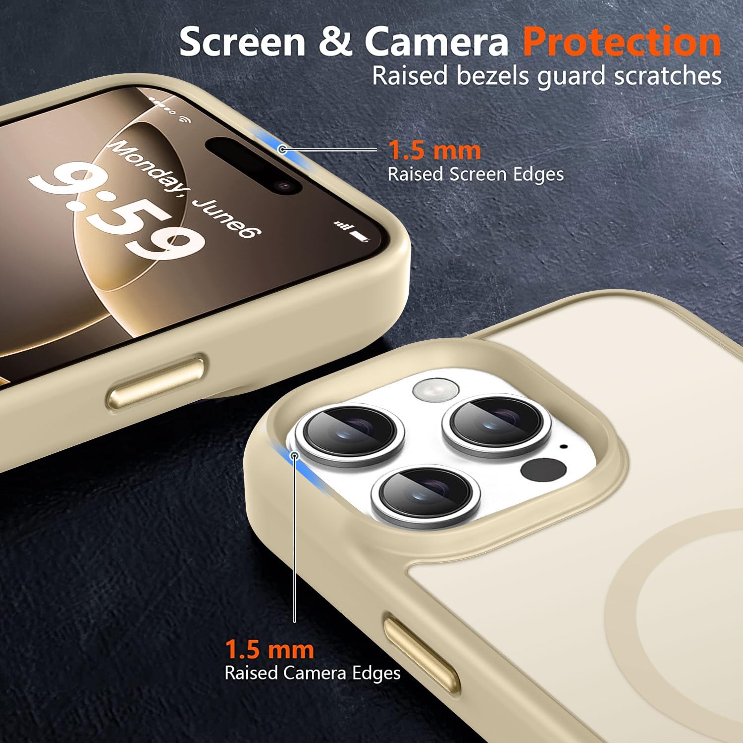 Mocca Strong Magnetic For Iphone 16 Pro Max Phone Case, [Compatible With Magsafe][16Ft Mil Grade Drop Protection] Slim Transluce