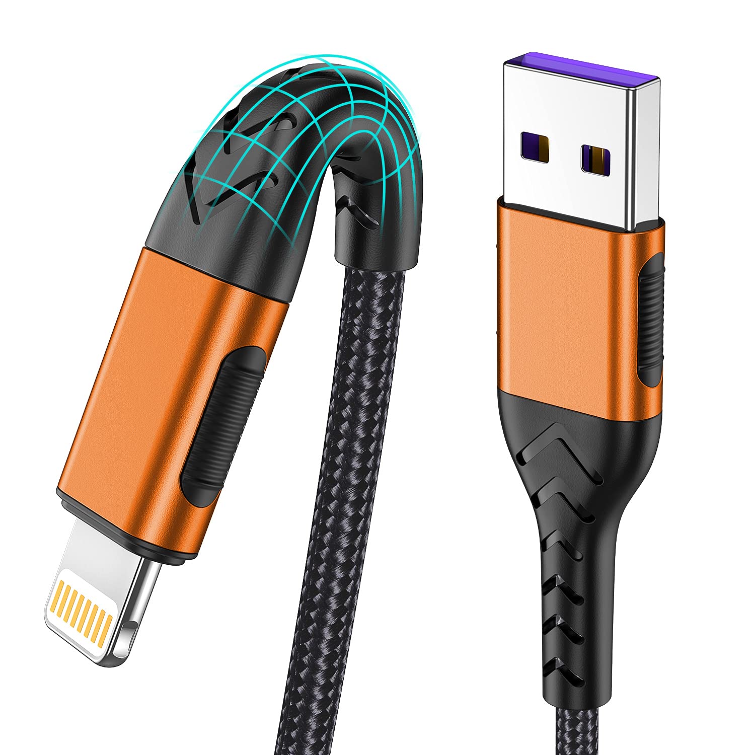 Durcord Iphone Charger, [Mfi Certified] 3Pack 6Ft Lightning Cable For Usb A Charger Cable, Fast Iphone Charging Cord Compatible With Iphone Xs Max/Xs/Xr/X/8/7/6S/6/Plus/Se/Ipad(Orange)