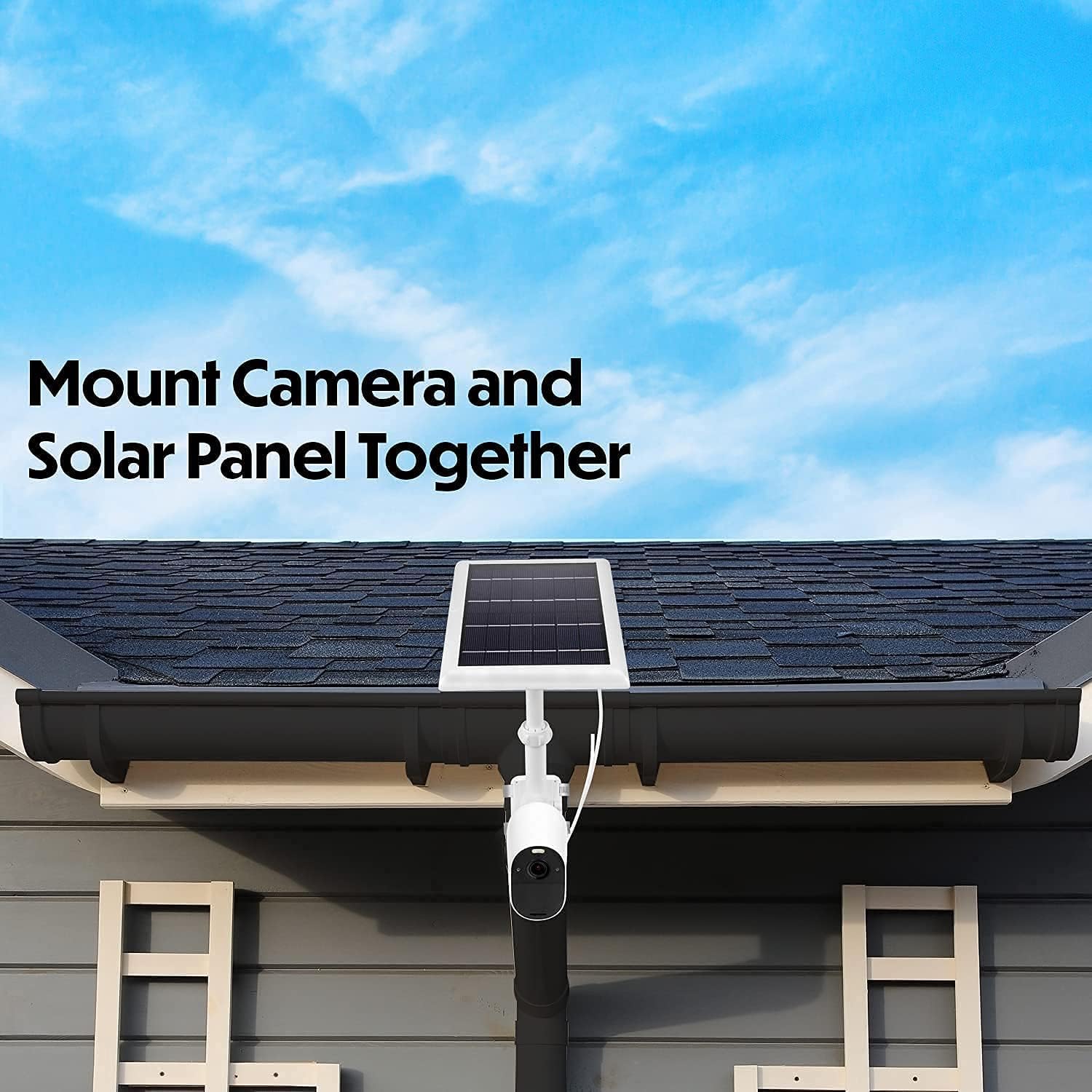 Wasserstein 2 In 1 Universal Pole Mount For Camera & Solar Panel Compatible With Wyze, Blink, Ring, Arlo, Eufy Camera (White)