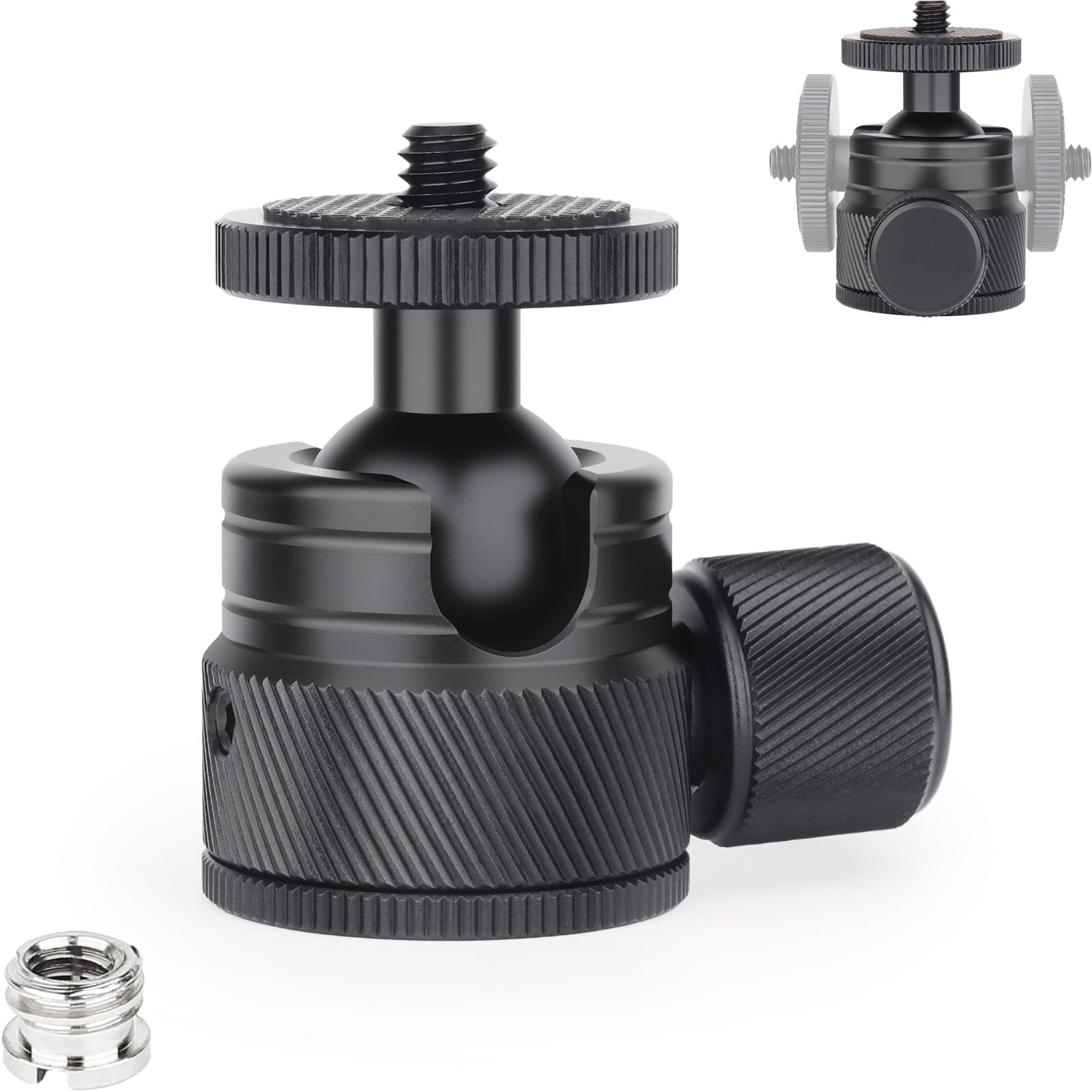 Mini Ball Head Innorel C19 Mount Tripod Head Cnc Metal Low Profile Ballhead 360� Pan 90� Tilt Tripods Mount With 3/8' To 1/4' Adapter Ballheads, Max Load 6.61 Lb/3Kg For Phone/Dlsr Camera/Mini Holder