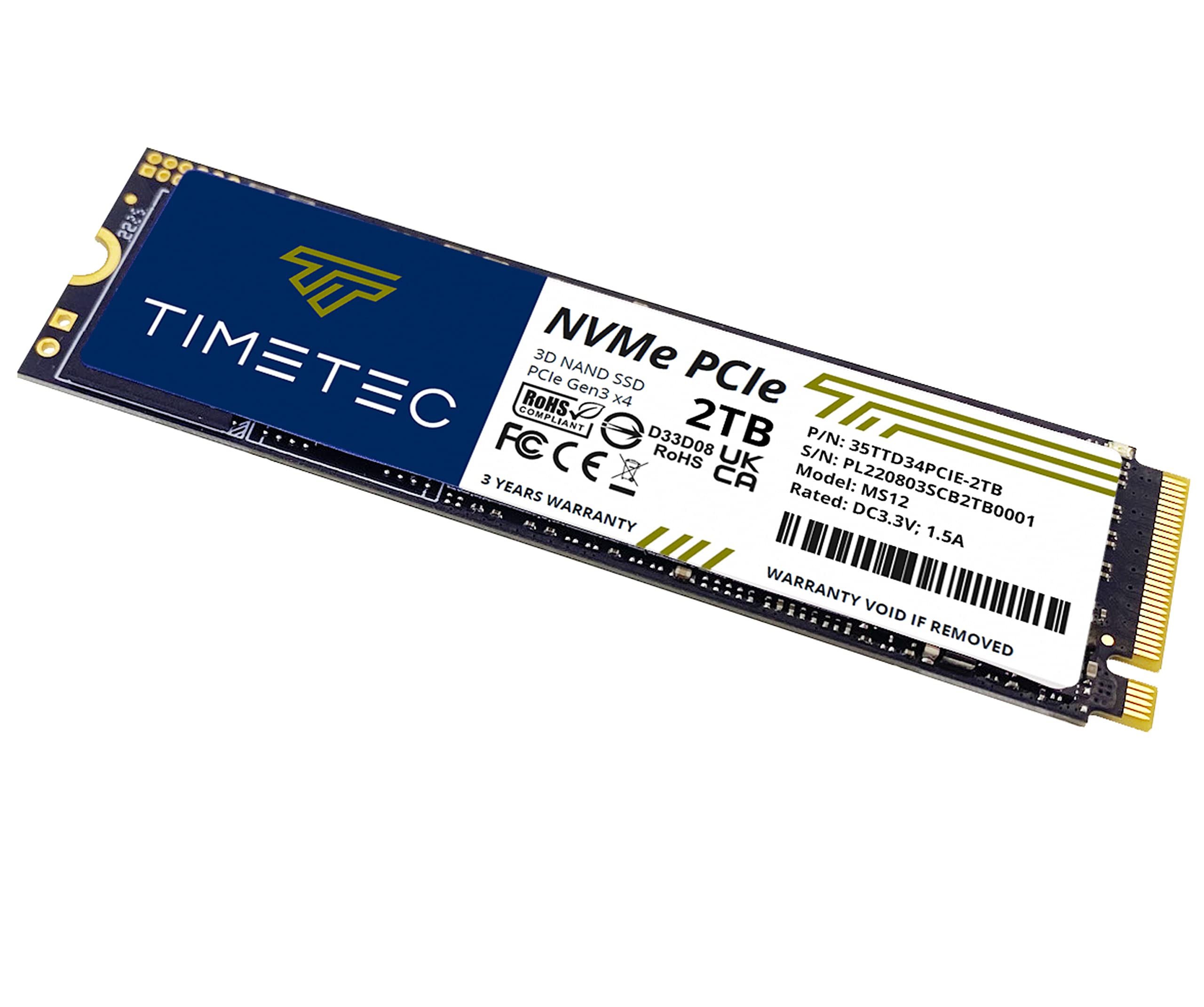 Timetec 2Tb Ssd Nvme Pcie Gen3X4 8Gb/S M.2 2280 3D Nand High Performance Slc Cache Read/Write Speed Up To 3,400/3,000 Mb/S Internal Solid State Drive For Pc Laptop And Desktop
