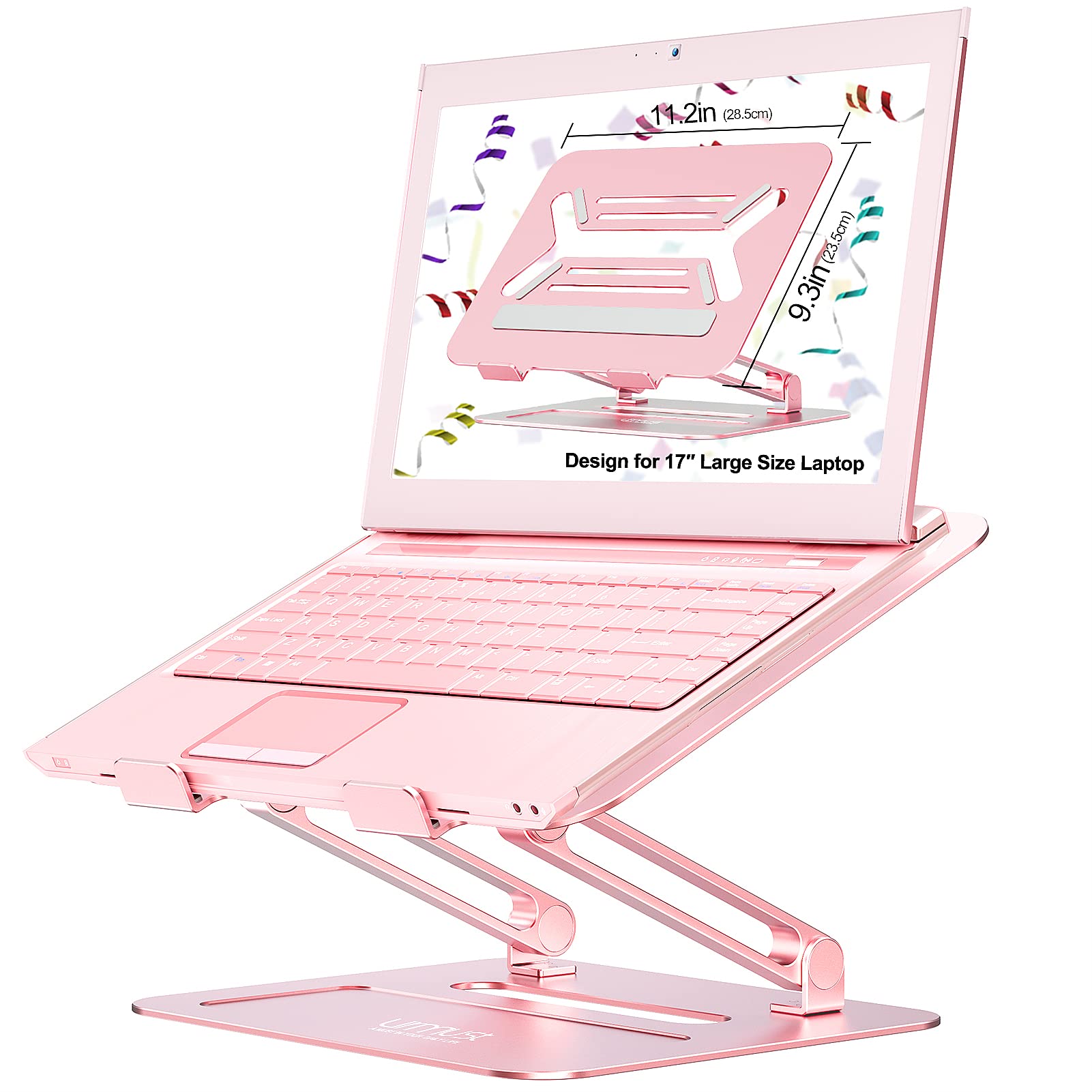 Urmust Adjustable Laptop Stand For Desk Aluminum Computer Stand For Laptop Riser Holder Notebook Stand Compatible With Macbook Air Pro Ultrabook All Laptops 11 17 Inch (Rose Gold)
