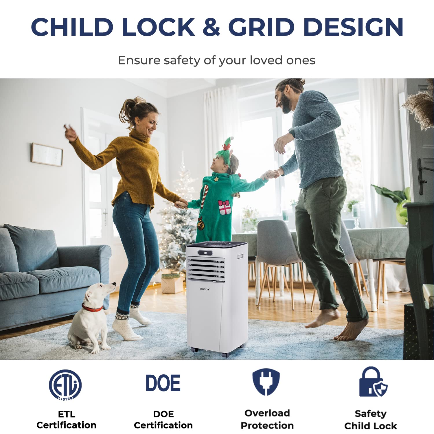 Costway Portable Air Conditioner, 10000Btu Air Cooler With Drying, Fan, Sleep Mode, 2 Speeds, 24H Timer Function, Remote Control