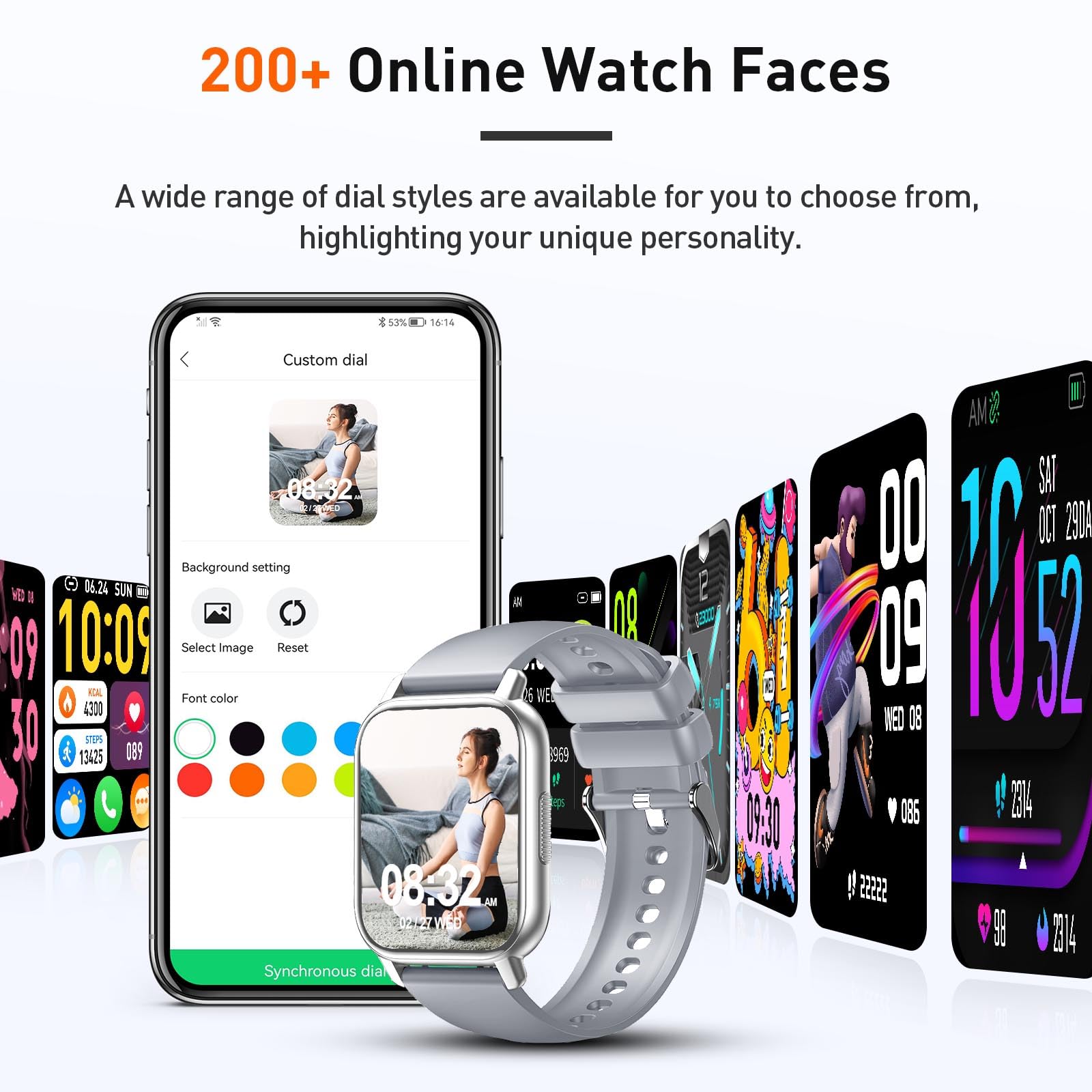 Smart Watch, 1.95 '' Smartwatch For Men Women(Answer/Make Call), Fitness Watch With 110+ Sports Modes/Heart Rate/Pedometer/Sleep