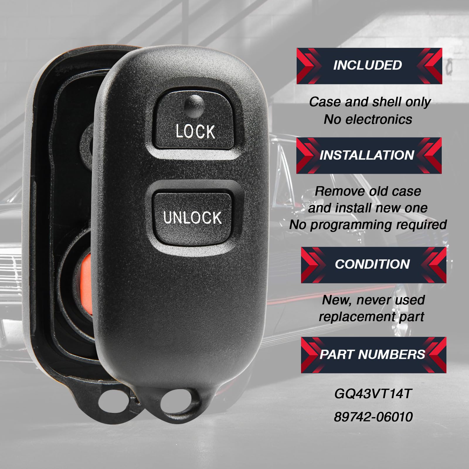Key Fob Keyless Entry Remote Shell Case & Pad Fits Toyota 1999 2001 Camry / 2003 2008 Corolla / 1998 2003 Sienna / 1999 2003 Sol
