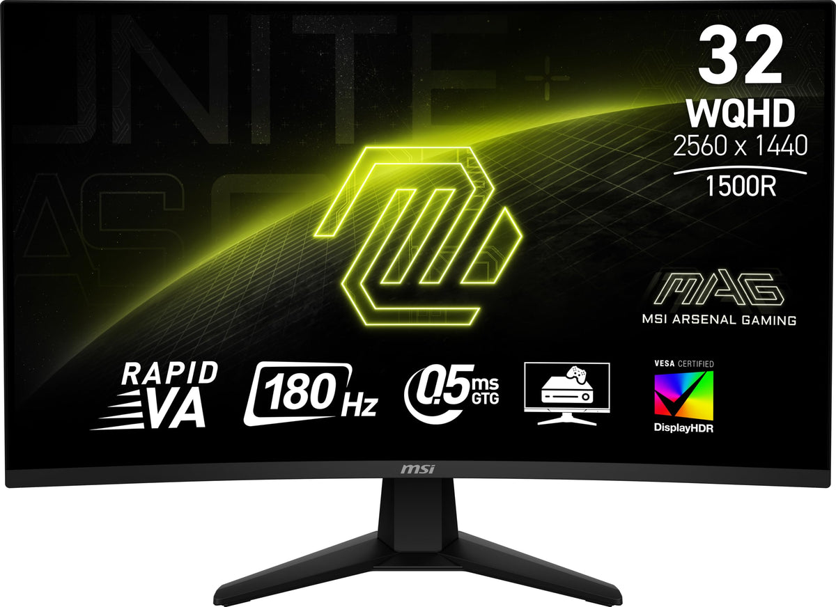 Msi Mag 32Cq6F 31.5 Inch Ips 2560 X 1440 (Qhd) Computer Monitor, 180Hz, Adaptive Synch, Hdmi, Display Port, Vga Port, Vesa Mount