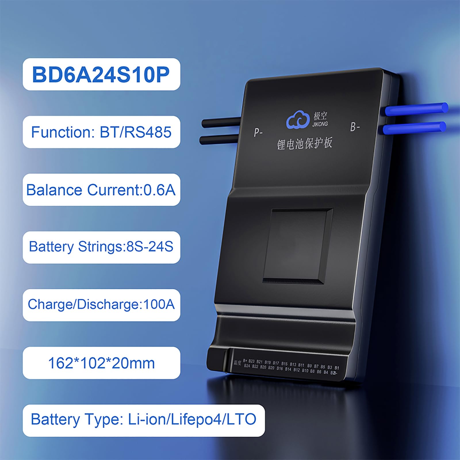 Jkbms Smart Bms 8S 24S 100A 0.6A Active Balance Build In Bluetooth With Rs485 Pcb Battery Protection Board Li Ion Lifepo4 Lto Li