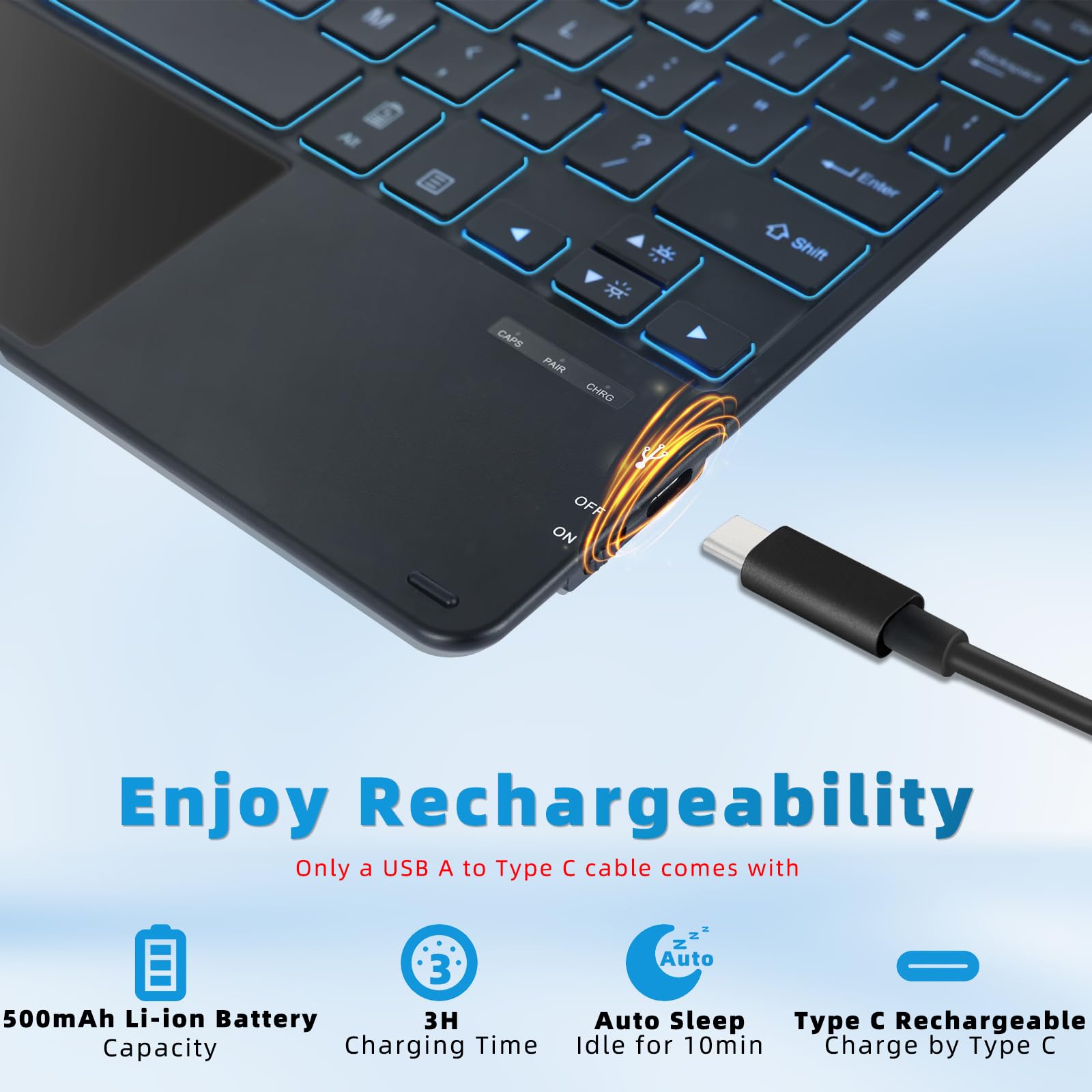 Qulose Keyboard Case For Surface Go (3/2/1)   Black, 7 Color Backlight, Magnetic Detachable, Rechargeable Bluetooth Keyboard Wit