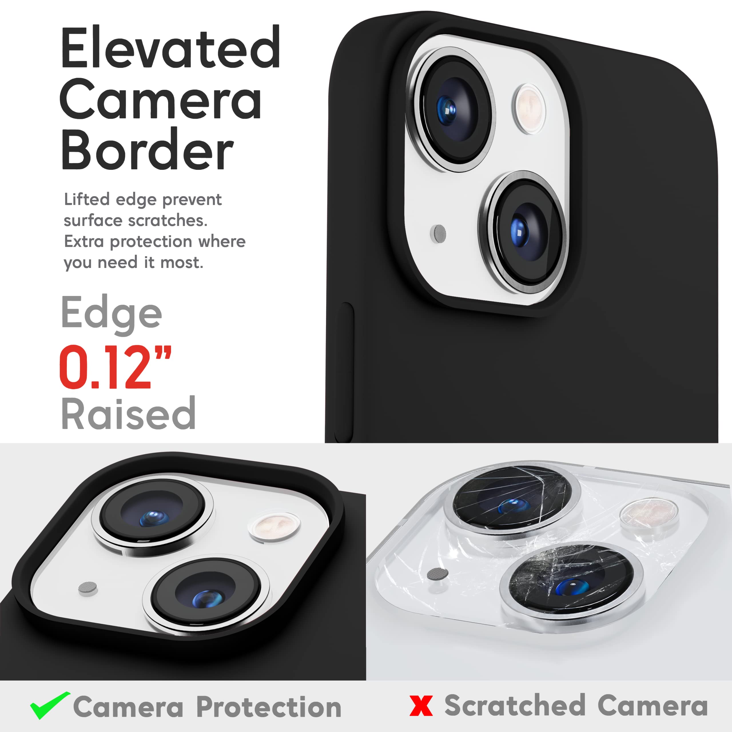 IceSword iPhone 14 (6.1 inch) Liquid Silicone Phone Case Slim Protective Shockproof Black