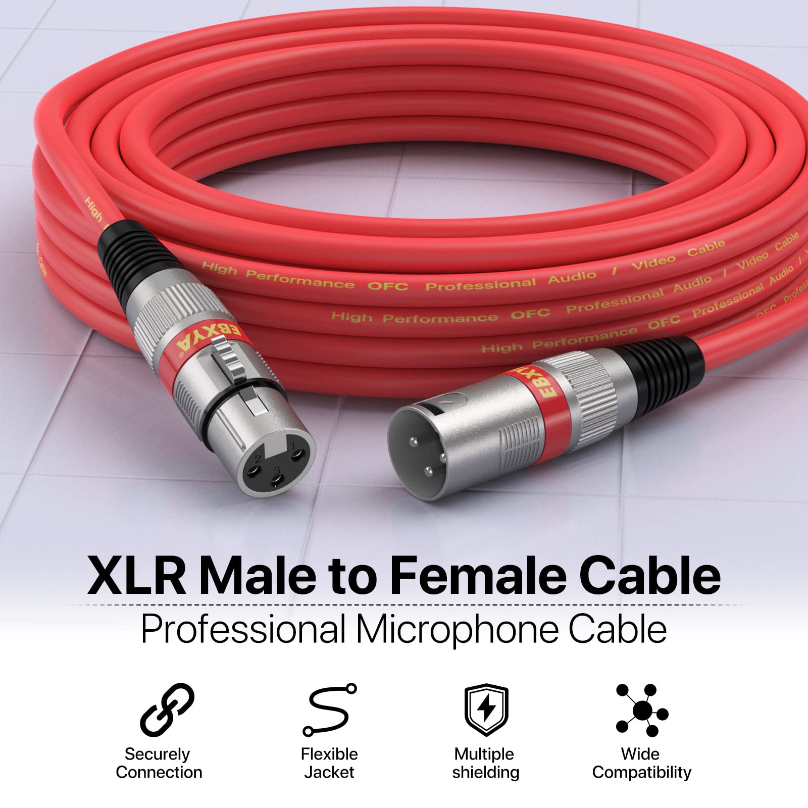 Ebxya Xlr Cables 25Ft 6 Packs   Xlr Male To Female 3 Pins Balanced Microphone Cable (Red, Orange, Yellow, Green, Blue, Purple)
