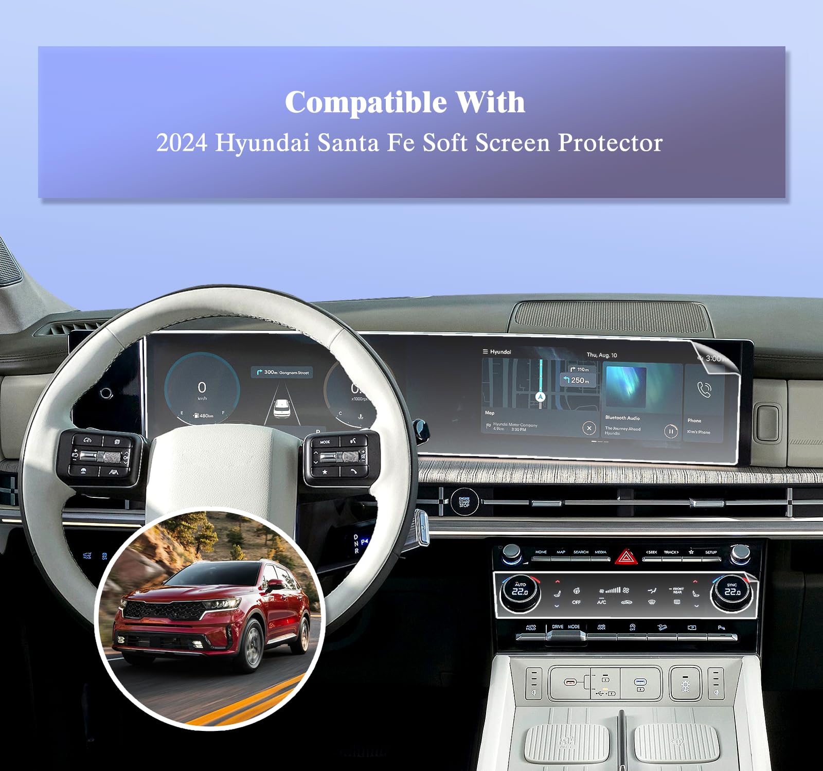 Ufgdsha 2 Pack For 2024 Hyundai Santa Fe Screen Protector For Hyundai Santa Fe 2024 Accessories 2024 Santa Fe(Hybrid) Se/Sel/Xrt