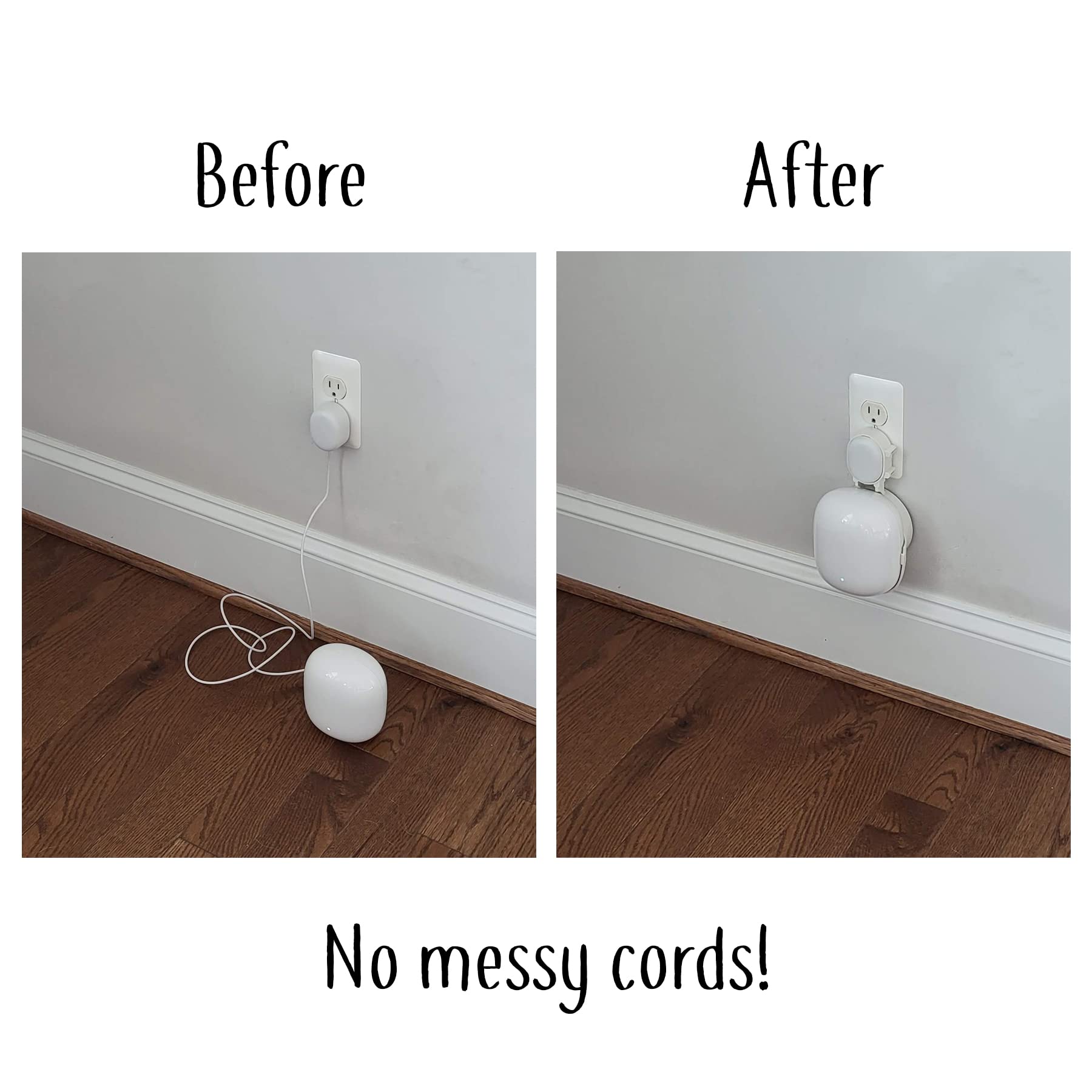 The Nest Wifi Pro Genie Wall Mount Outlet Holder Stand (1 Pack) | Lowest Profile | Open Access | No Messy Screws Or Tape | Reinf