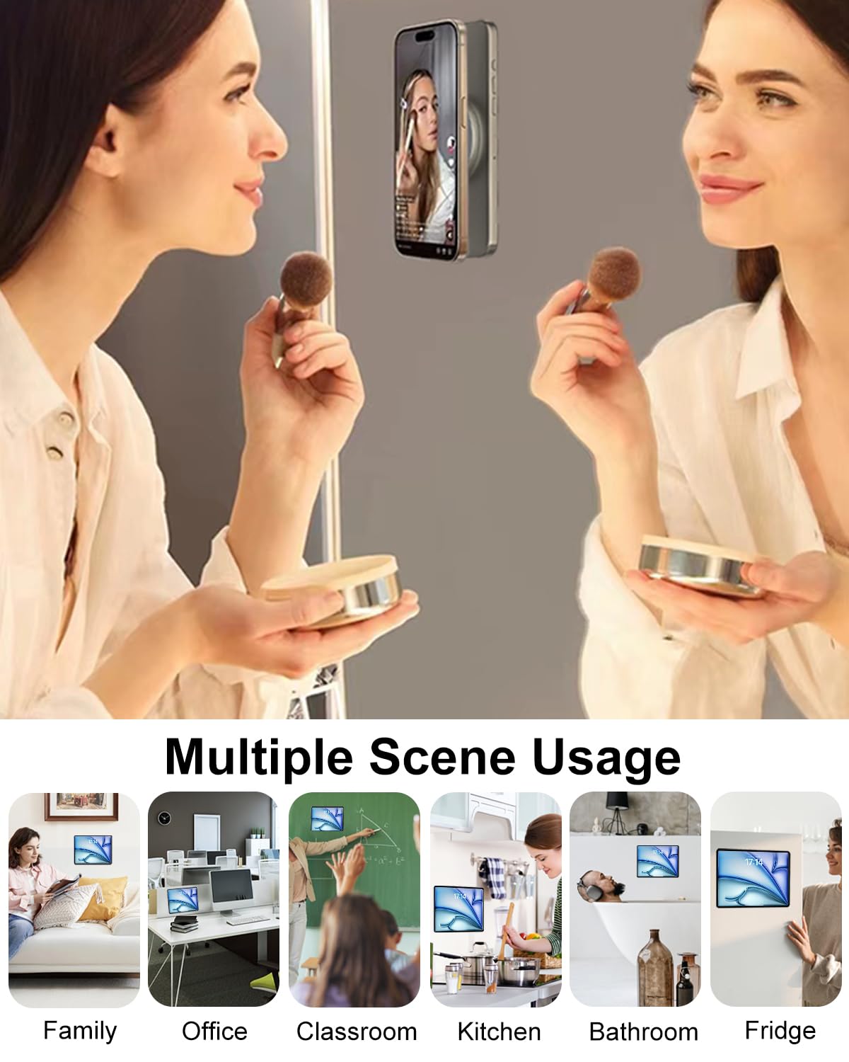 Kolasels Magnetic Wall Tablet Phone Holder - 2 Pack, Magnet Ipad Wall Mount For Home, Office, Kitchen, Bathroom, Fridge, Wall Po