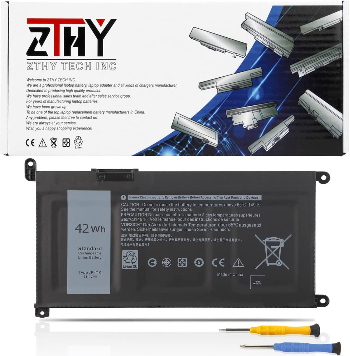 Zthy Jpfmr Laptop Battery Compatible With Dell Chromebook 3400 3100 2 In 1 5488 5493 5593 P90F Series Notebook 0Jpfmr 7Mt0R 7Mto