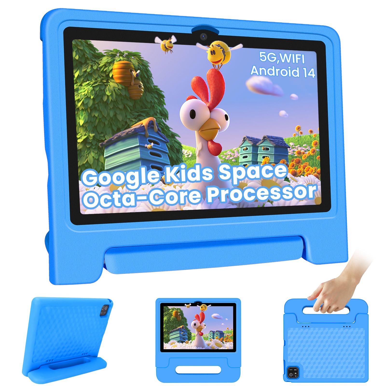 Iconiotk Kids Tablet 10.1 inch Android 14 Octa-Core 64GB 6000mAh Kids Space Parental Control 1280 * 800 HD Touchscreen Shockproo