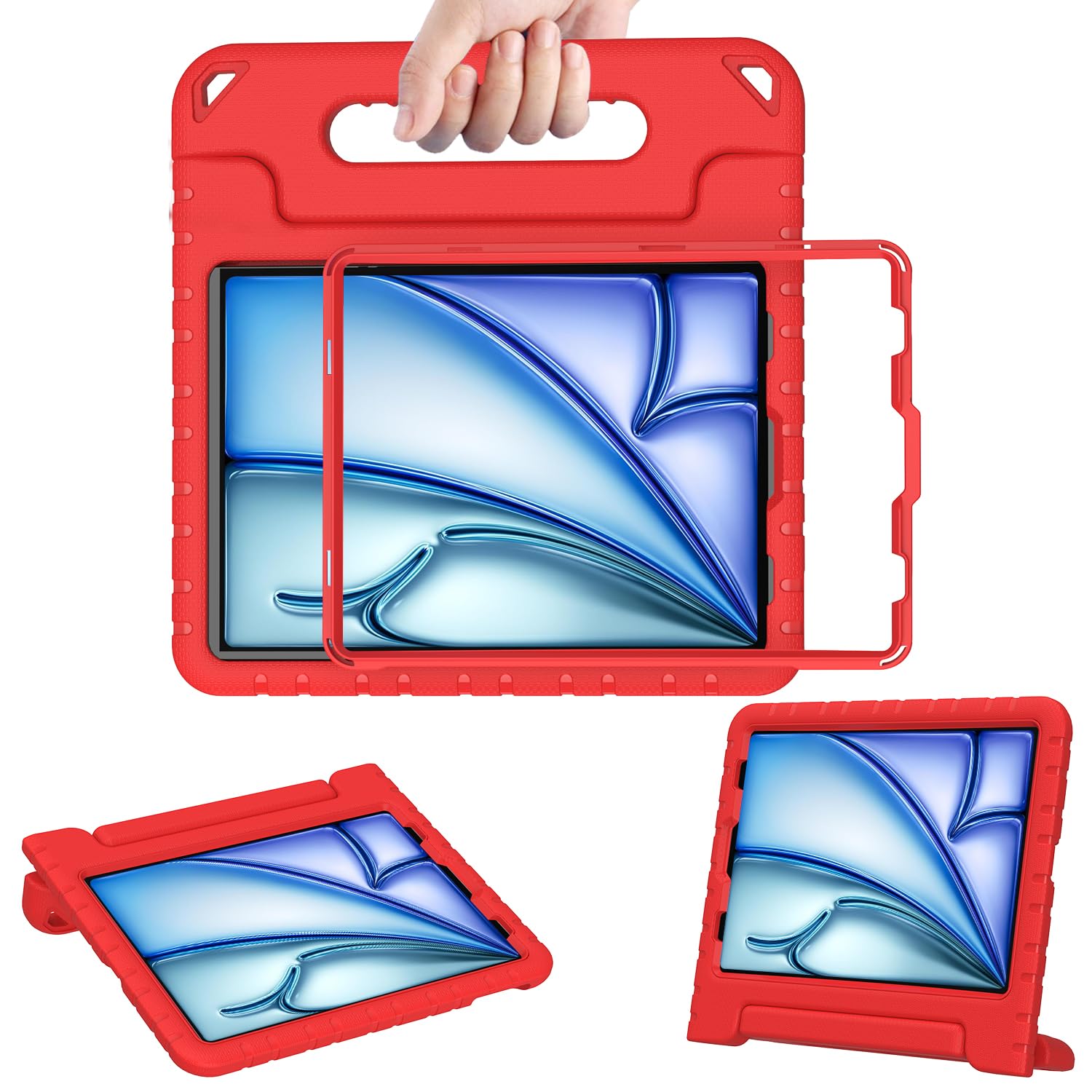 AVAWO iPad Case for Kids, Light Weight Shockproof Handle Stand Case Compatible with iPad Air 5th/4th Gen & iPad Pro 11 2018, Red