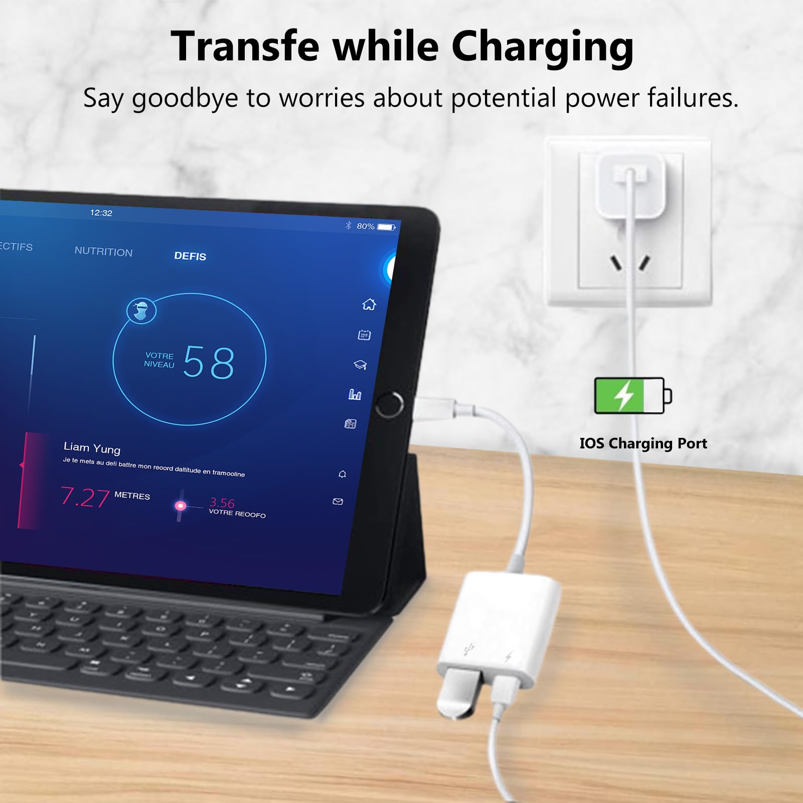 Lightning To Usb Camera Adapter With Charging Port For Iphone Portable Usb 3.0 Female Otg Cable For Ipad To Connect Card Reader