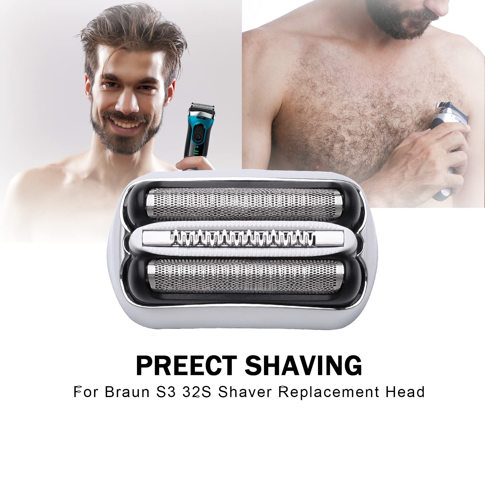 32S S3 Wet And Dry Replacement Heads For Series 3 Electric Shavers 3040S 300S 310S 3080S Models, Compatible With Shaver Foil And