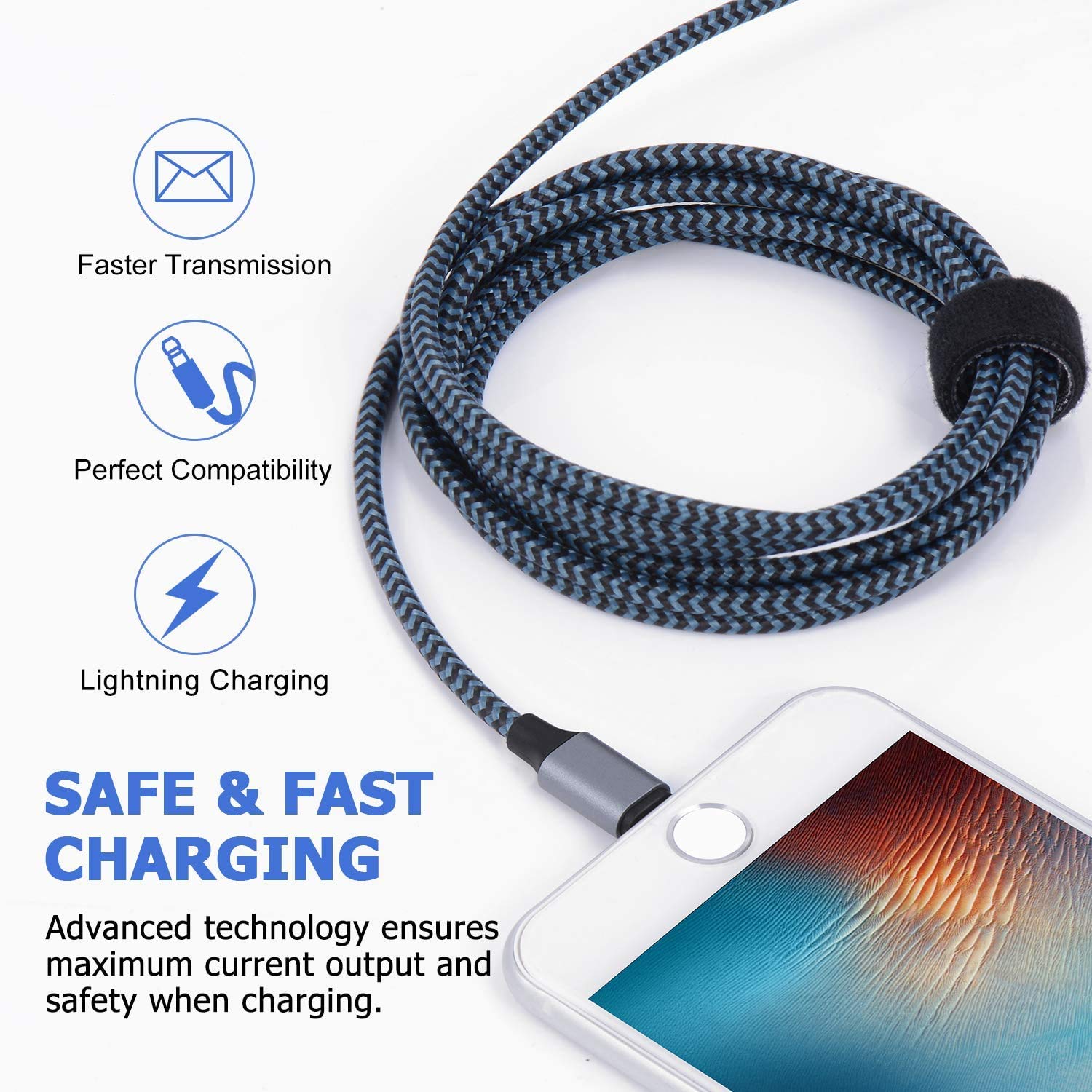 Iphone Charger, Sundix 3Pack 9Ft Lightning Cable Iphone Charger Cable Nylon Braided Charging Cord Compatible Iphone 14/13/12/12P