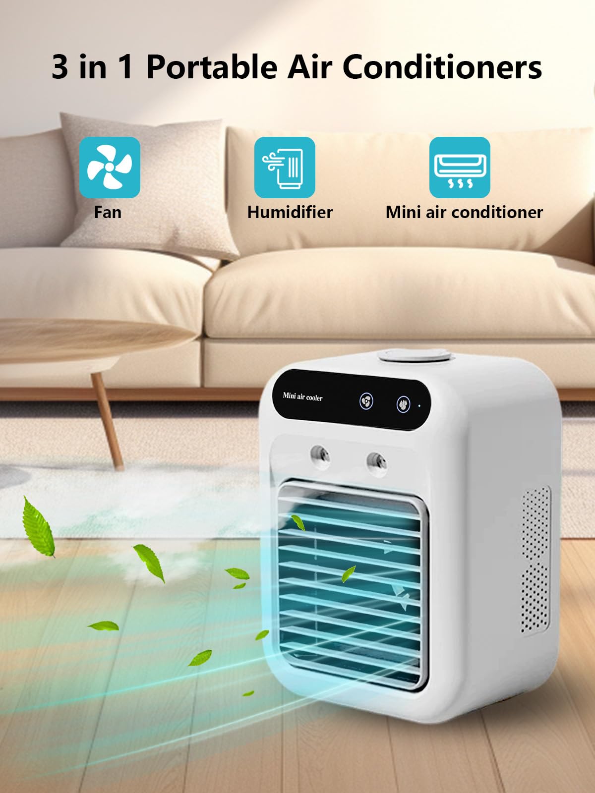 Portable Air Conditioner, 25W Rechargeable Personal Mini Ac Fan With Dual Spray & 2 Speed Settings, Small Evaporative Air Condit