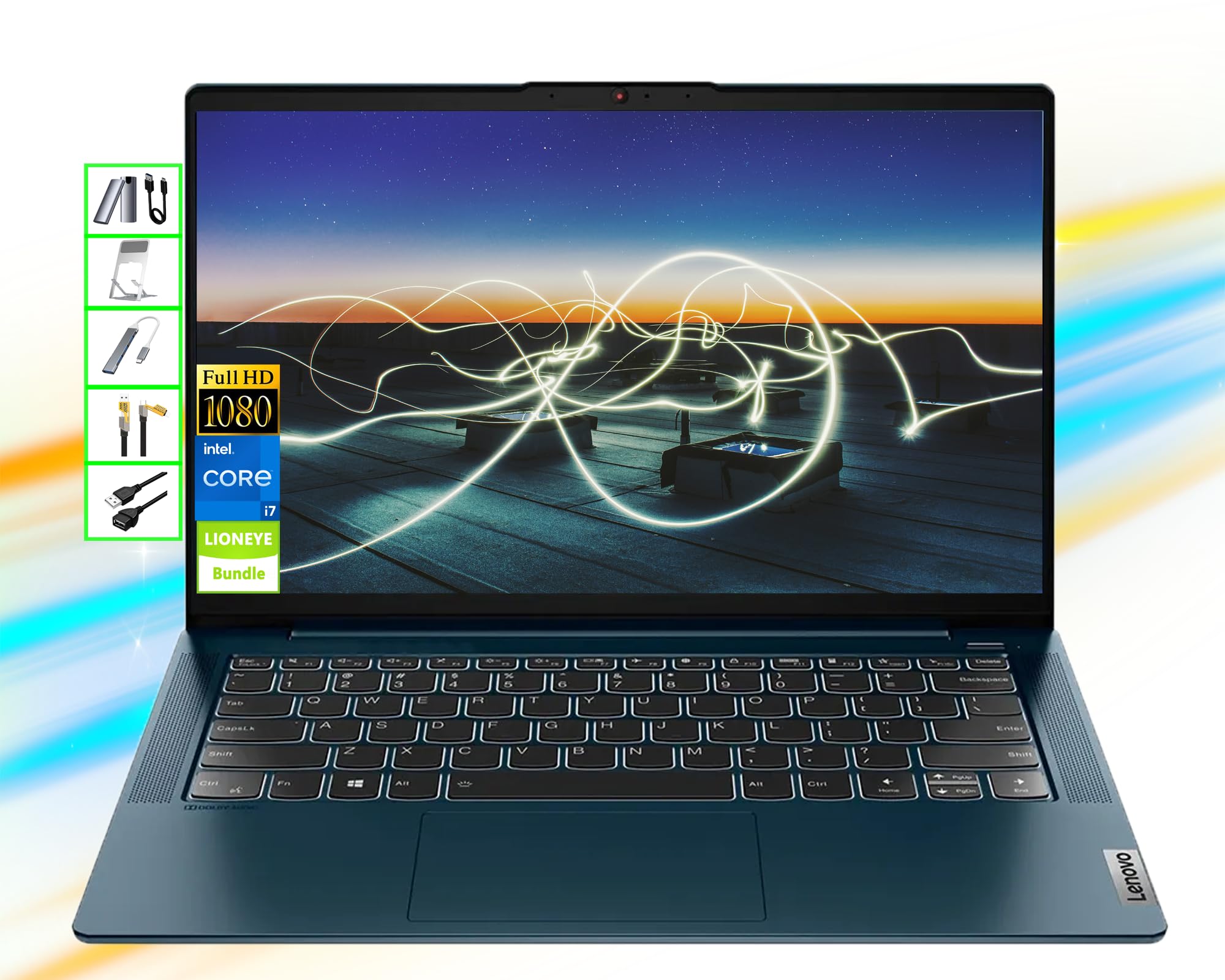 Lenovo AI-Powered Laptop | 14 FHD Computer | 8GB RAM | 1TB SSD & 128GB Portable SSD | Intel 4-Core i7 CPU| Webcam| USB-C| Wi-Fi|