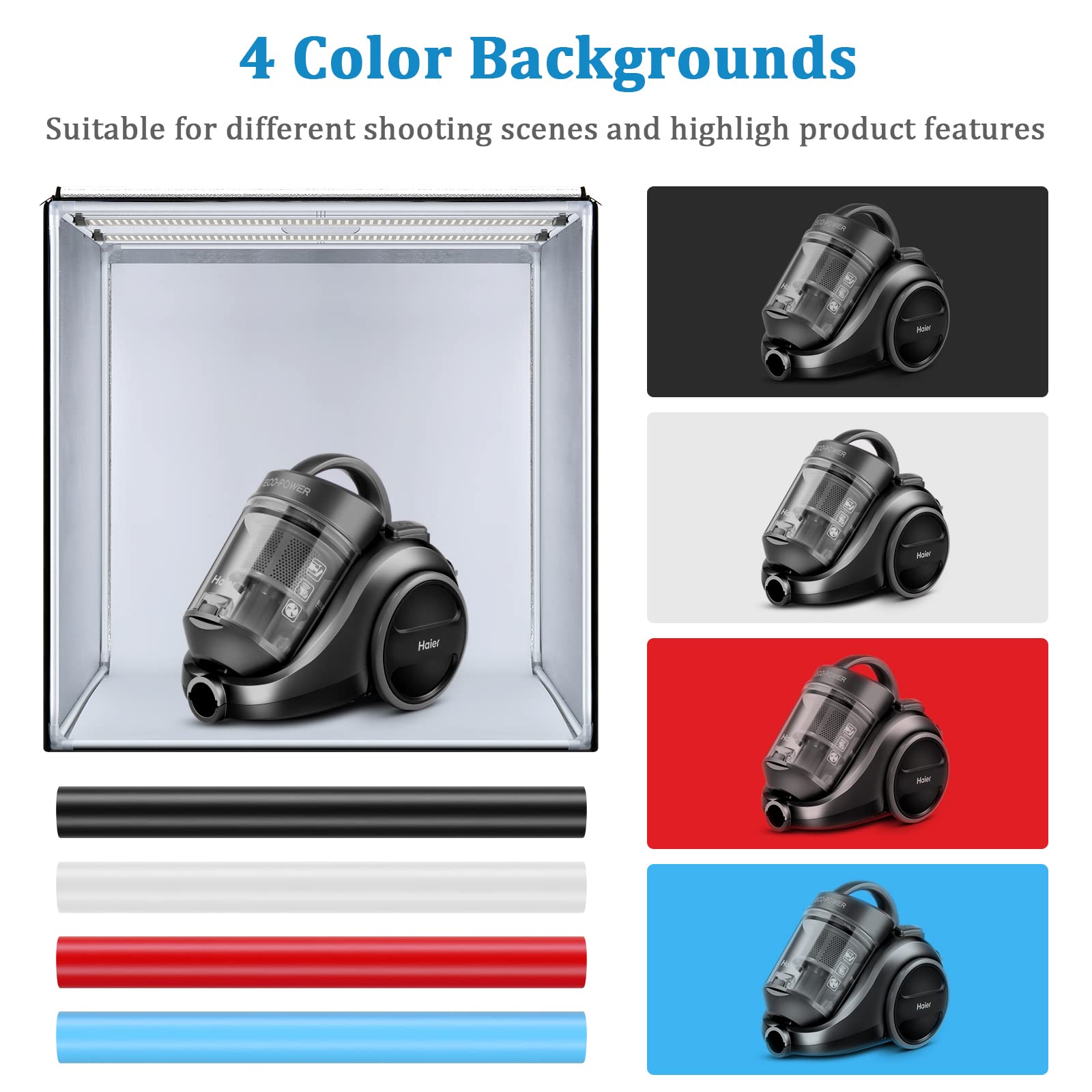 Photo Studio Box, 32X32X32 Inches Portable Foldable Photography Light Box Shooting Tent With Dimmable High Cri95+ Led Lights And