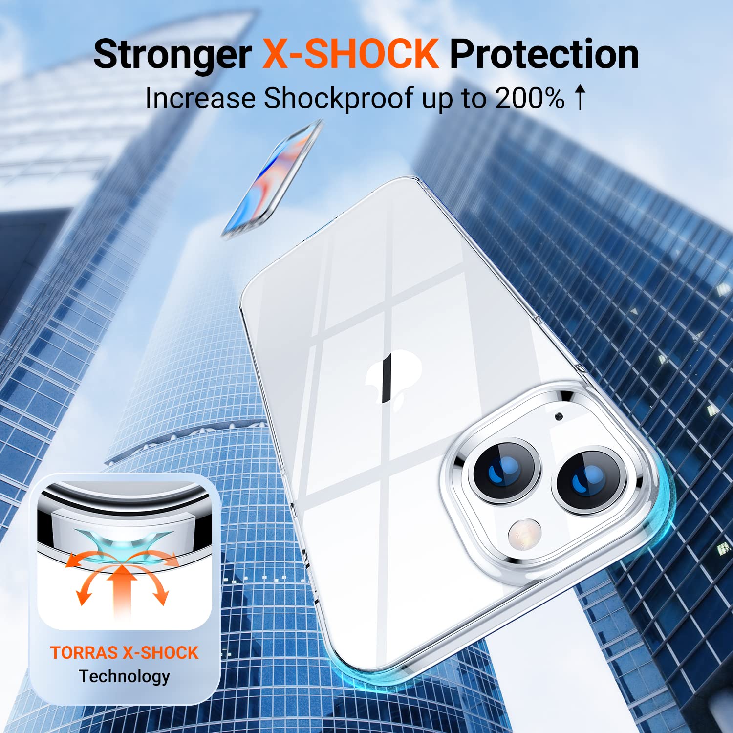 Torras Iphone 13 Case Clear, Blooming Original Beauty [Upgraded Military Drop Protection] Phone Cases Soft Tpu Ultra Thin Slim S